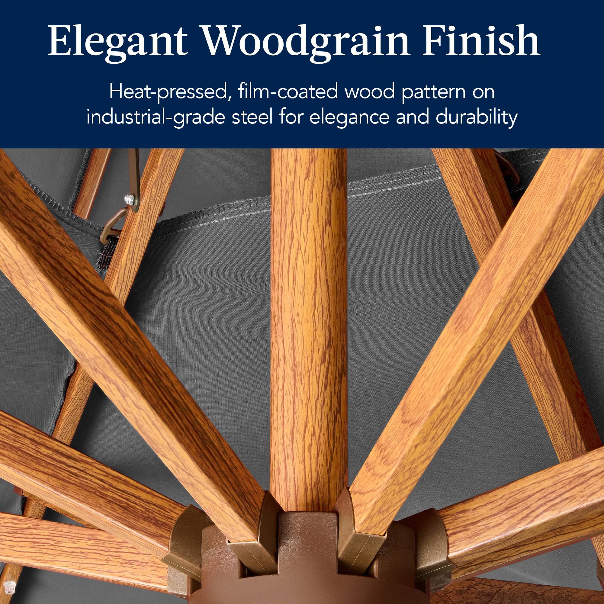Elegant Woodgrain Finish

Heat-pressed, film-coated wood pattern on industrial-grade steel for elegance and durability.
