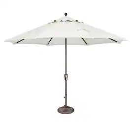 Mondawe - 11' Octagon Patio Umbrella Push Button Tilt Bronze Frame - Silver