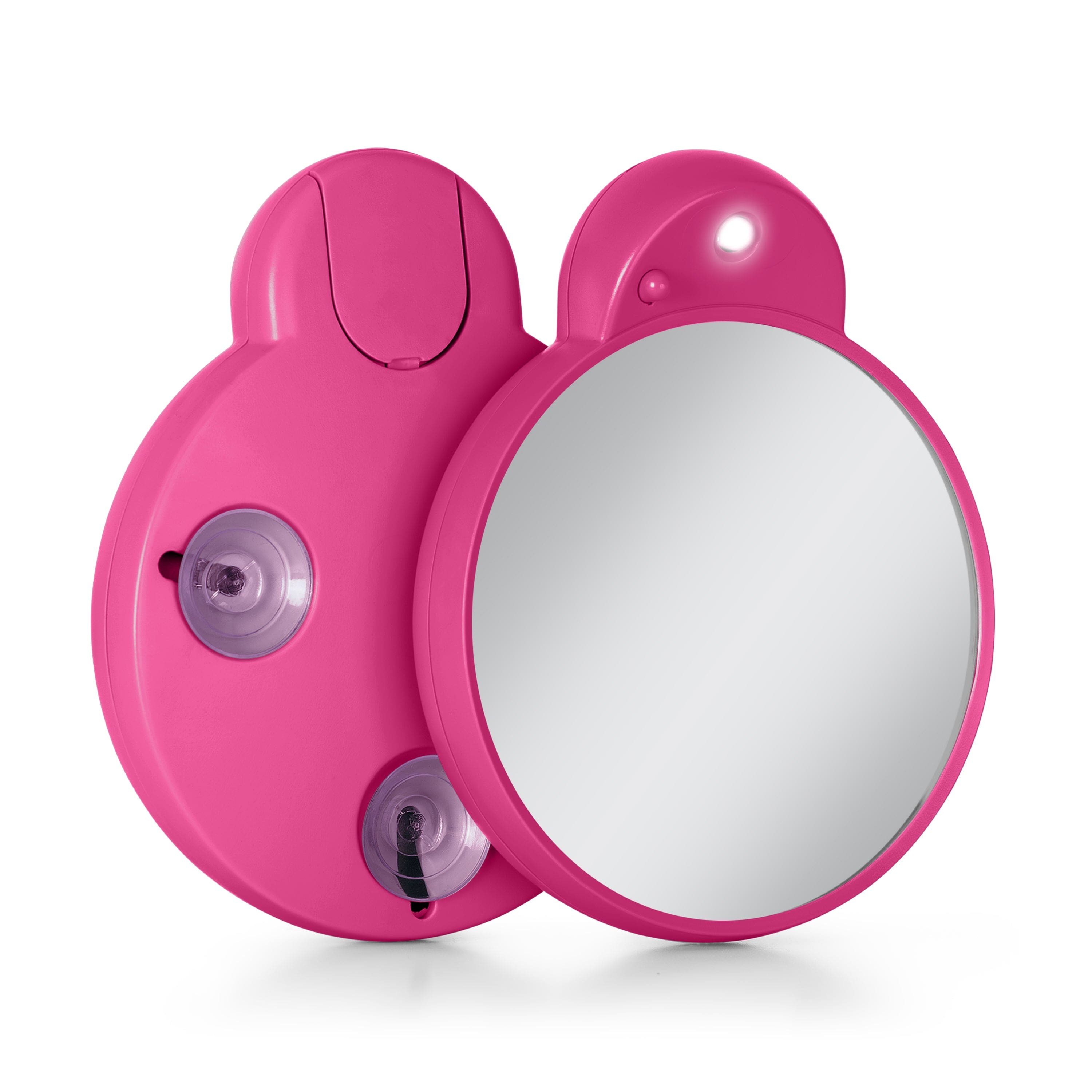 Front. Zadro - LED Lighted Compact Mirror with 10X Magnification and Suction Cups for Easy Mounting - Pink.