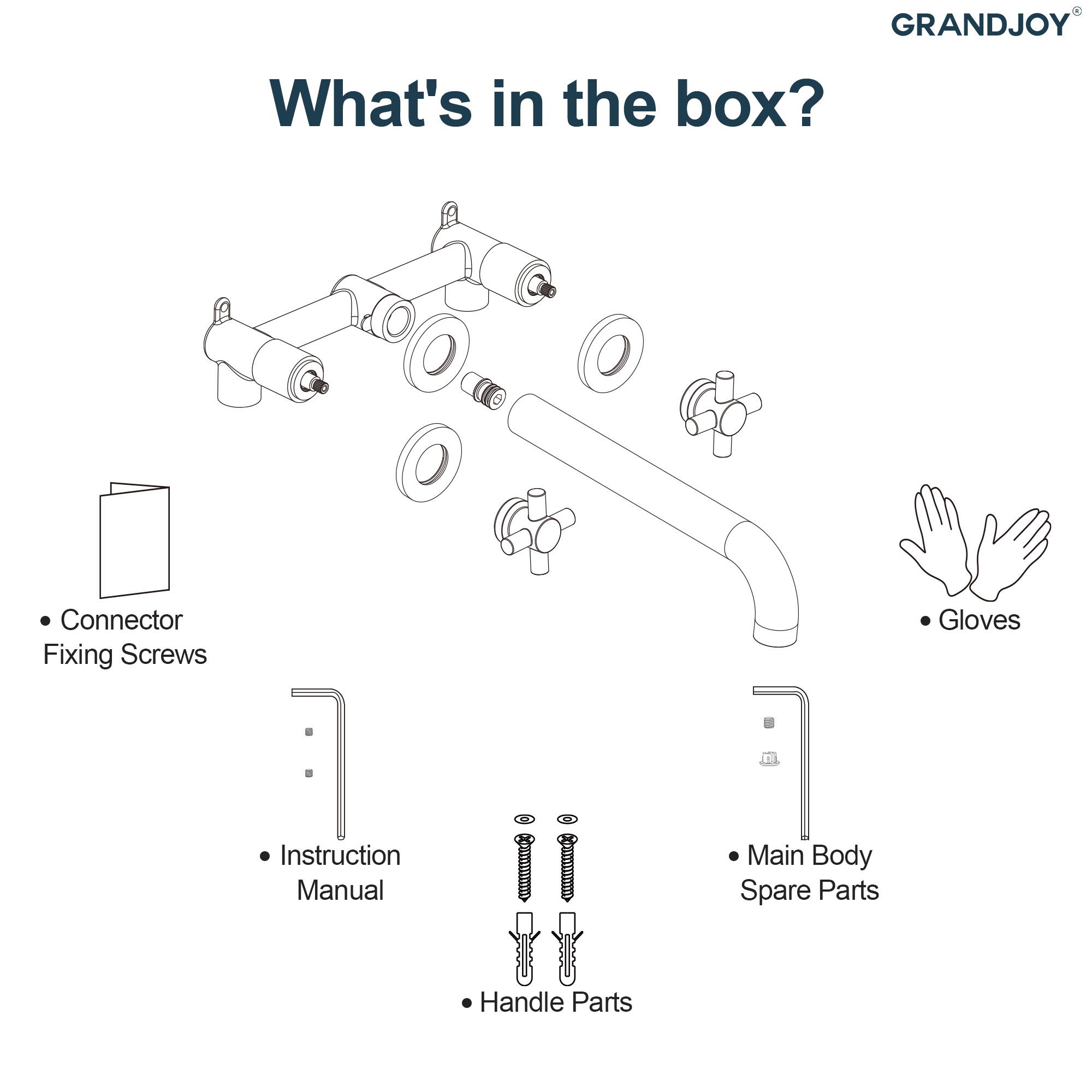 GRANDJOY

What's in the box?

- Connector
- Fixing Screws
- Gloves
- Instruction Manual
- Main Body Spare Parts
- Handle Parts