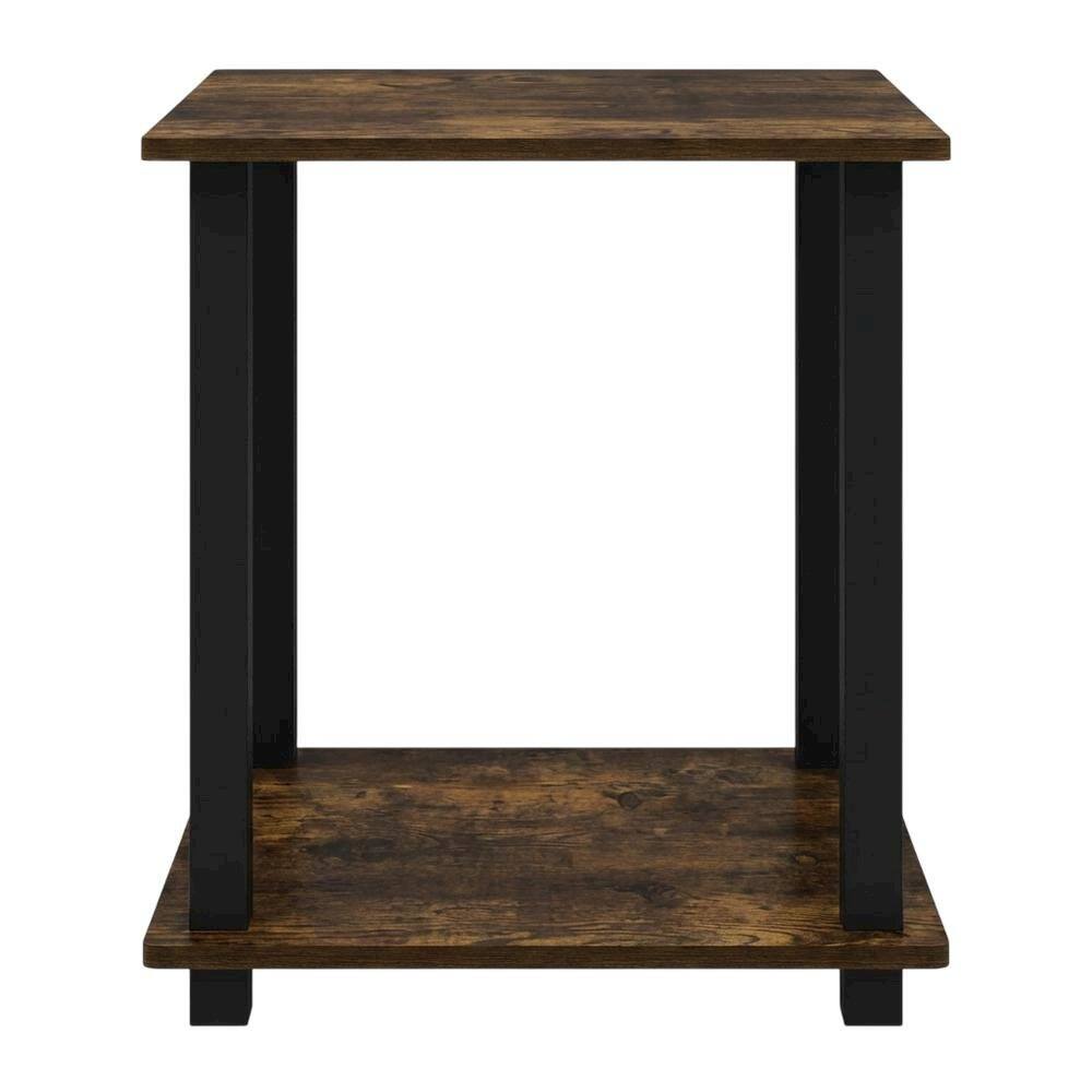 Back. FurniFact - Amber Pine and Black Finish End Table Set with Modern Design - Amber Pine/Black.