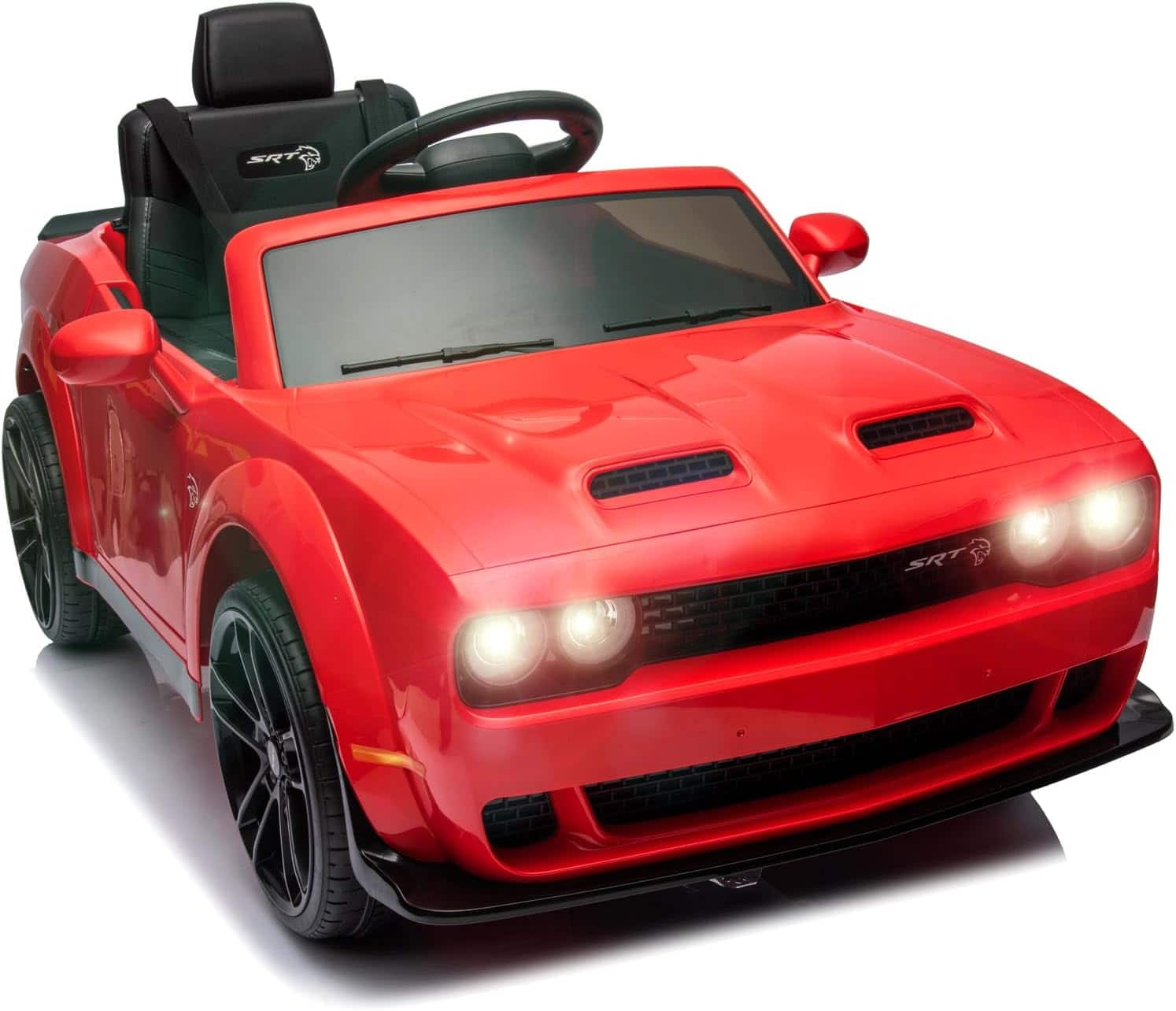 GARVEE - Kids Electric Car | Licensed Dodge Challenger Ride-On 12V Battery-Powered Vehicle with Remote, LED Lights, Bluetooth - A57