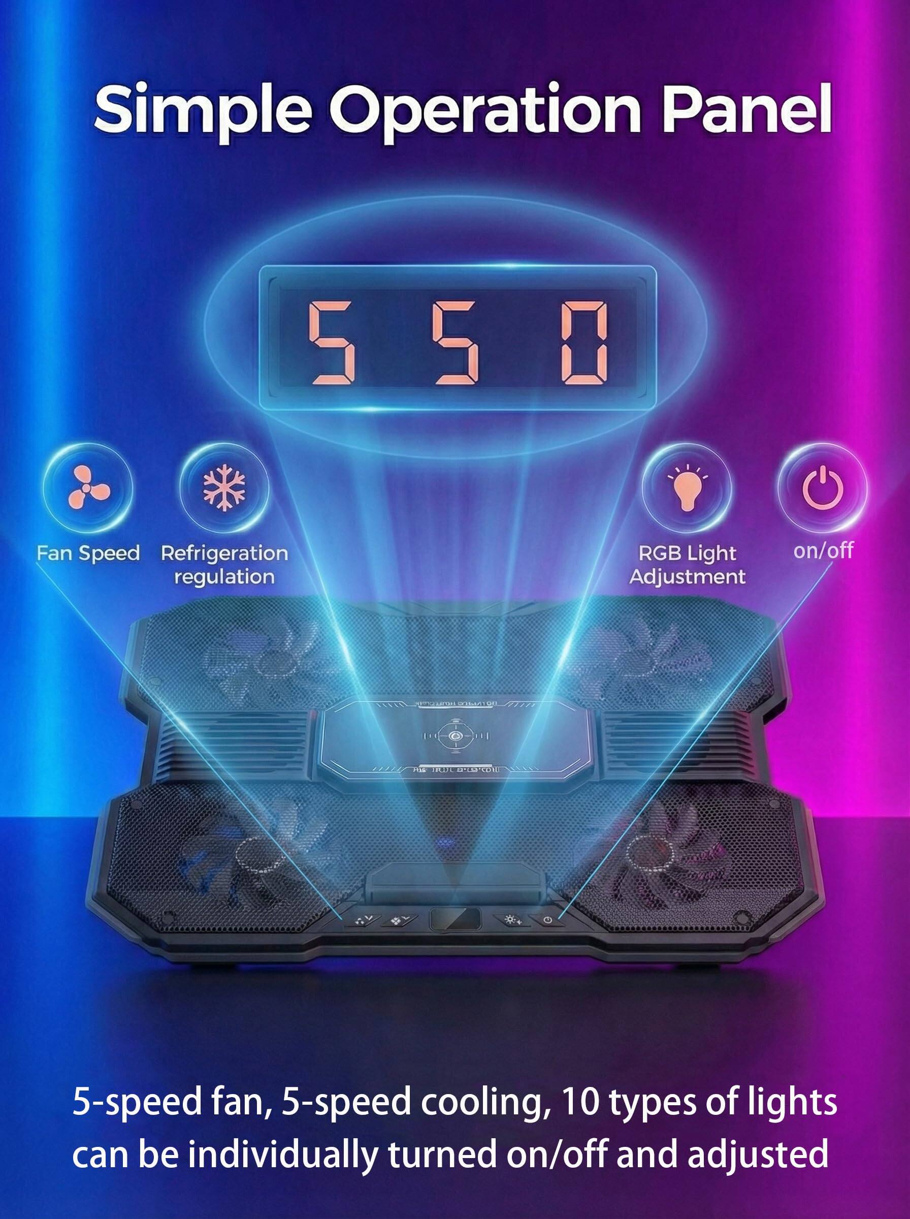 Simple Operation Panel

- Fan Speed
- Refrigeration regulation
- RGB Light Adjustment
- on/off

5-speed fan, 5-speed cooling, 10 types of lights can be individually turned on/off and adjusted