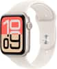 Front. Apple - Apple Watch SE 3 (GPS+Cellular) 44mm Aluminum Case with Starlight Sport Band - M/L - Starlight.