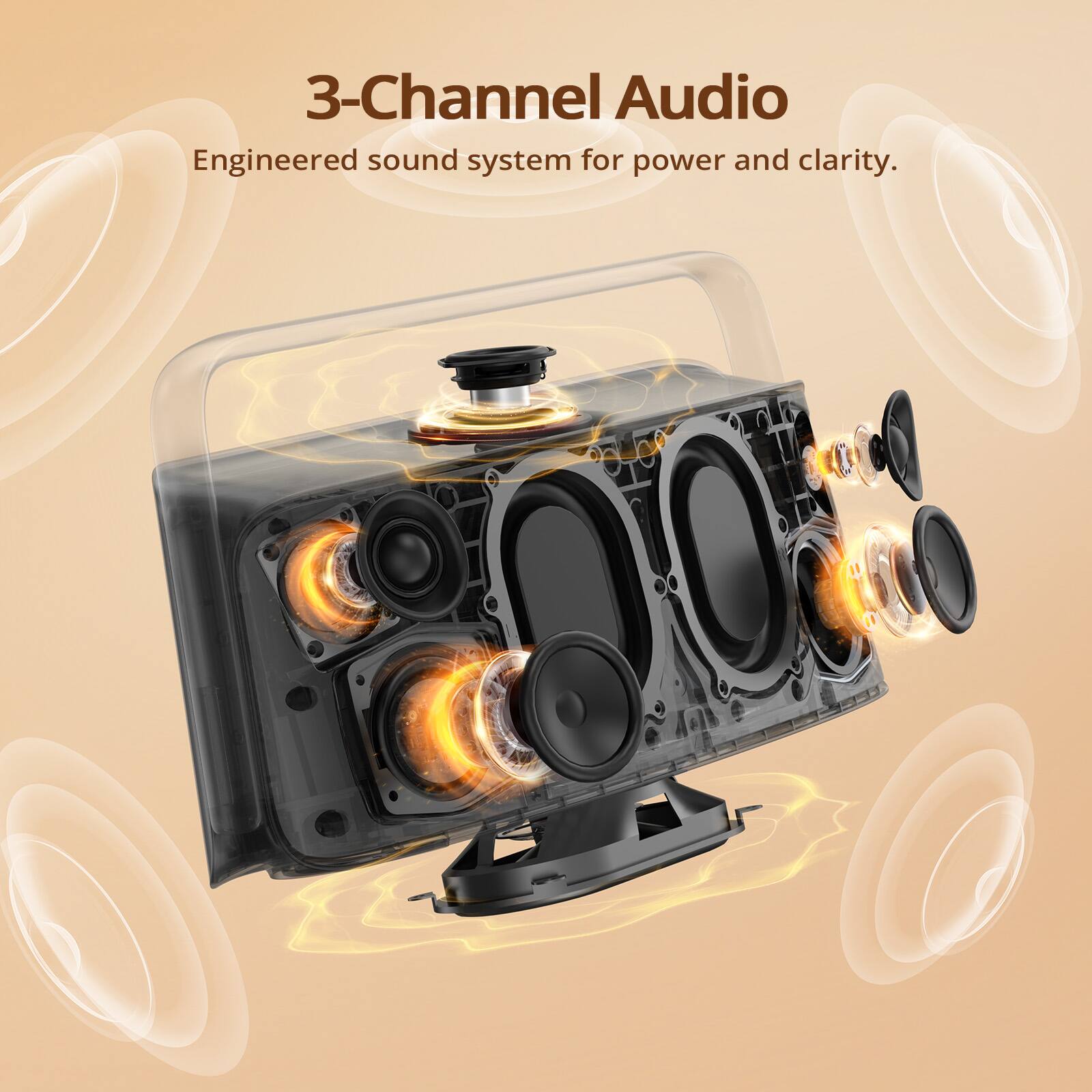 3-Channel Audio  
Engineered sound system for power and clarity.