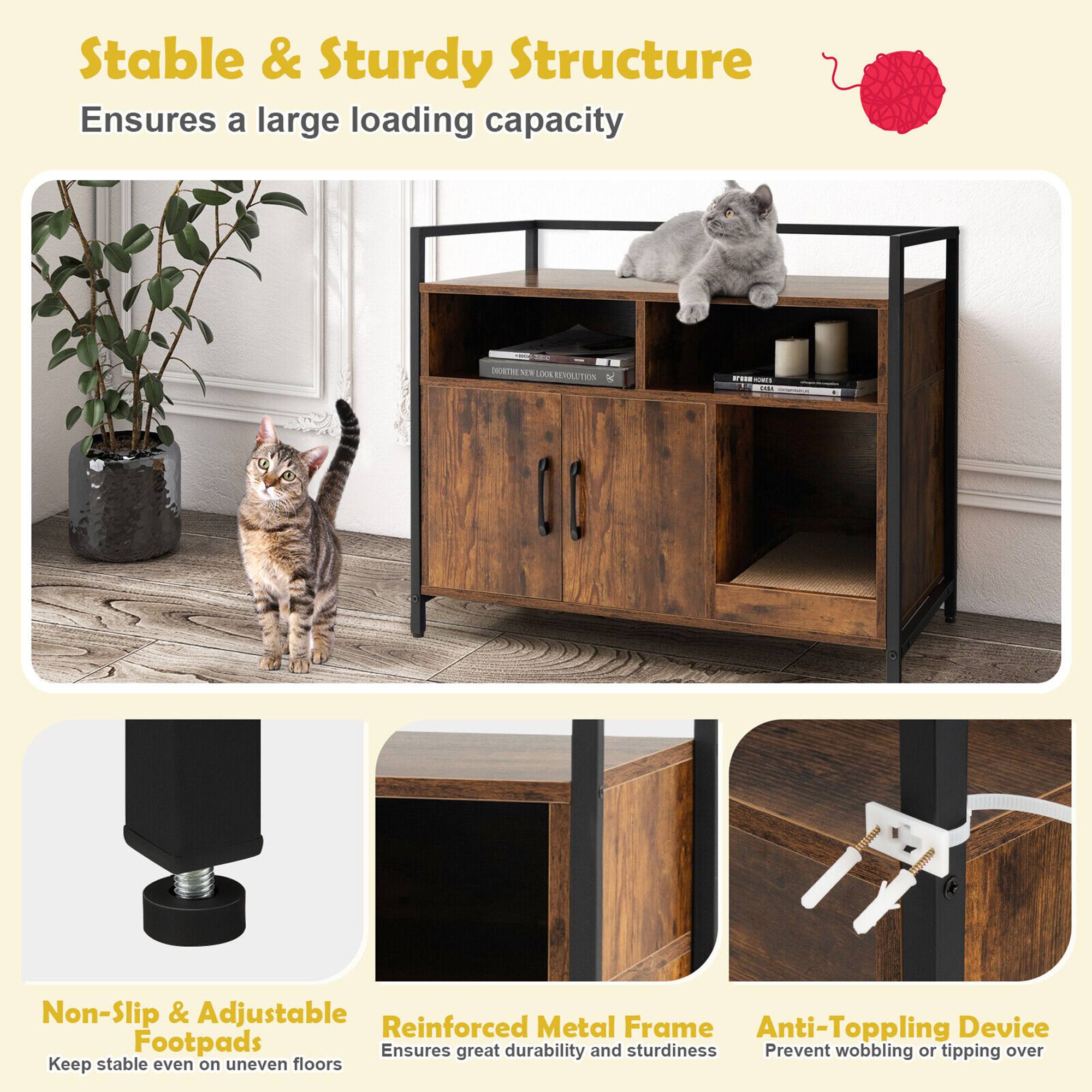 Stable & Sturdy Structure  
Ensures a large loading capacity

Non-Slip & Adjustable Footpads  
Keep stable even on uneven floors

Reinforced Metal Frame  
Ensures great durability and sturdiness

Anti-Topping Device  
Prevent wobbling or tipping over