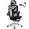 Front. KERDOM - All in one High-End Ergonomic Office Chair with Footrest Advanced Mesh Cushion, Adjustable Seat Depth Lumbar & Armrest - Black.