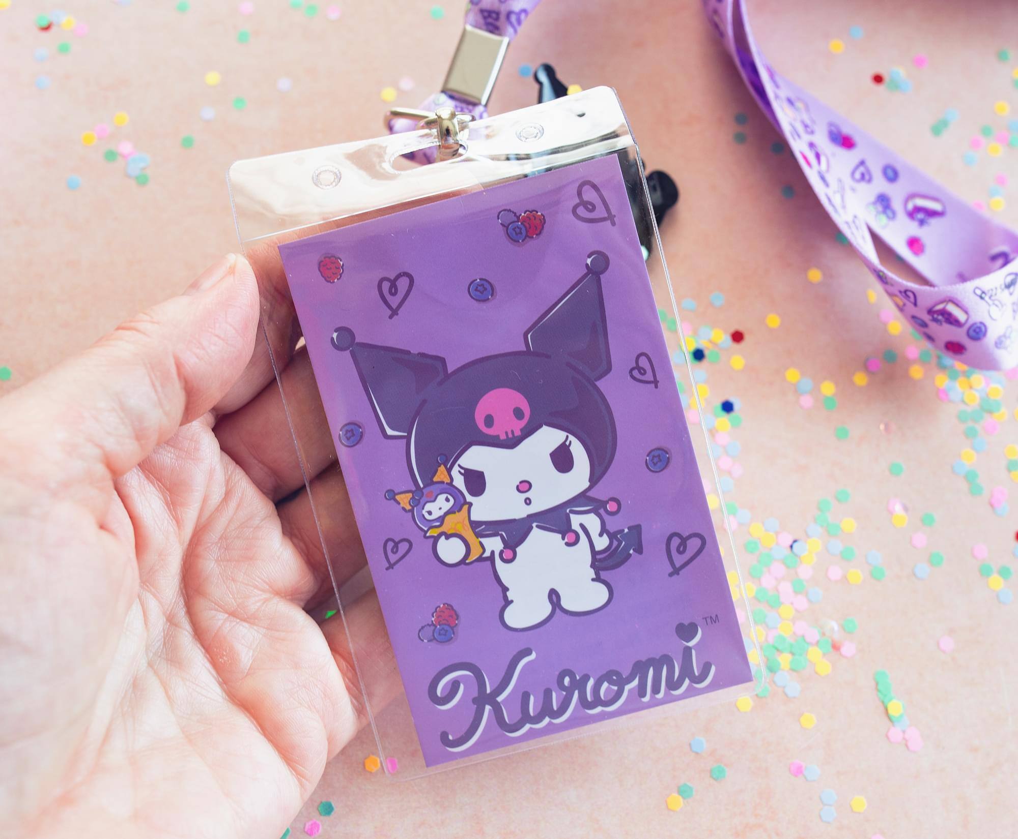 Alt View 4. Surreal Entertainment - Sanrio My Melody And Kuromi Lanyards With ID Badge Holders and Charms | Set of 2 - Pink.