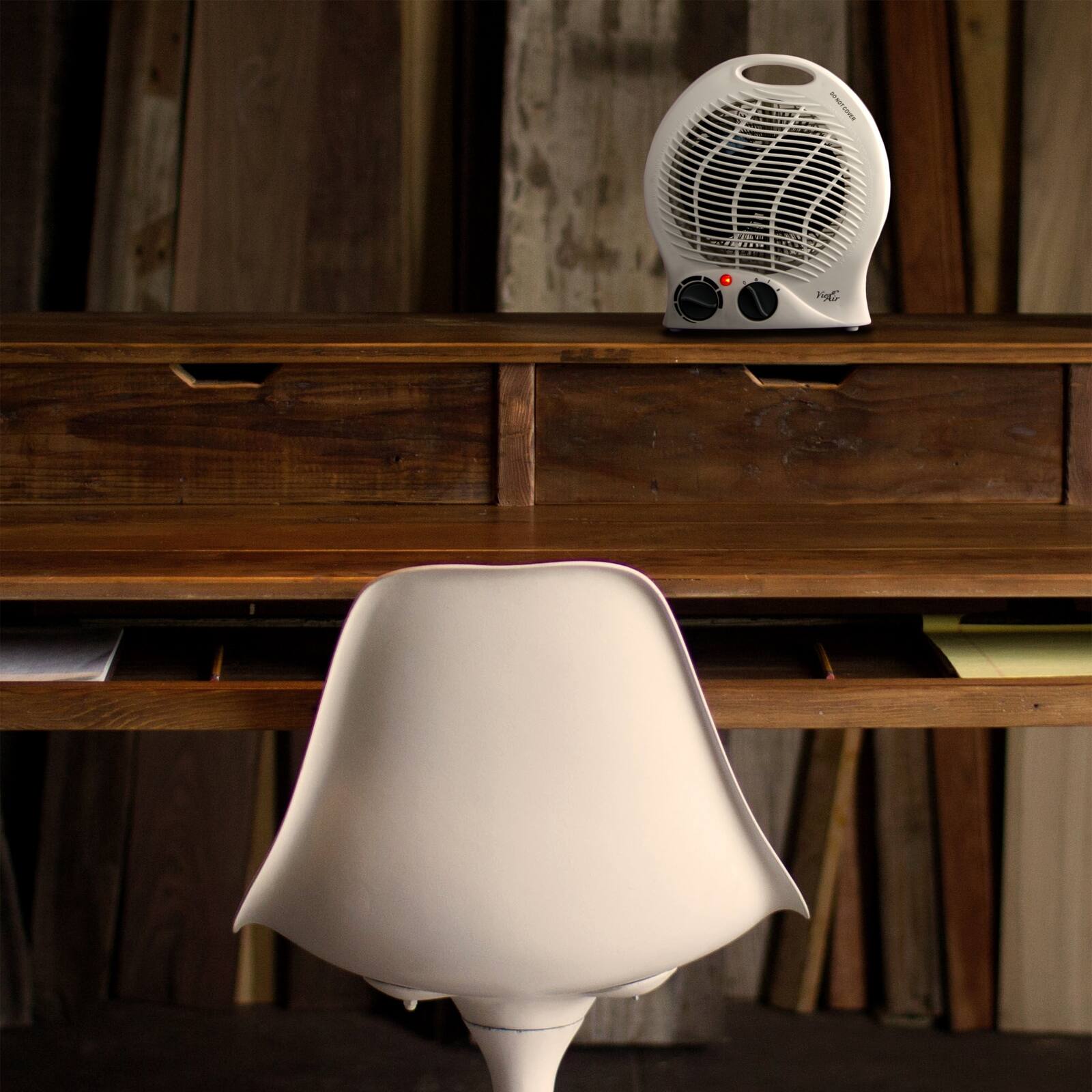 Alt View 1. VieAir - Vie Air 1500W Portable 2-Settings White Home Fan Heater with Adjustable Thermostat - White.