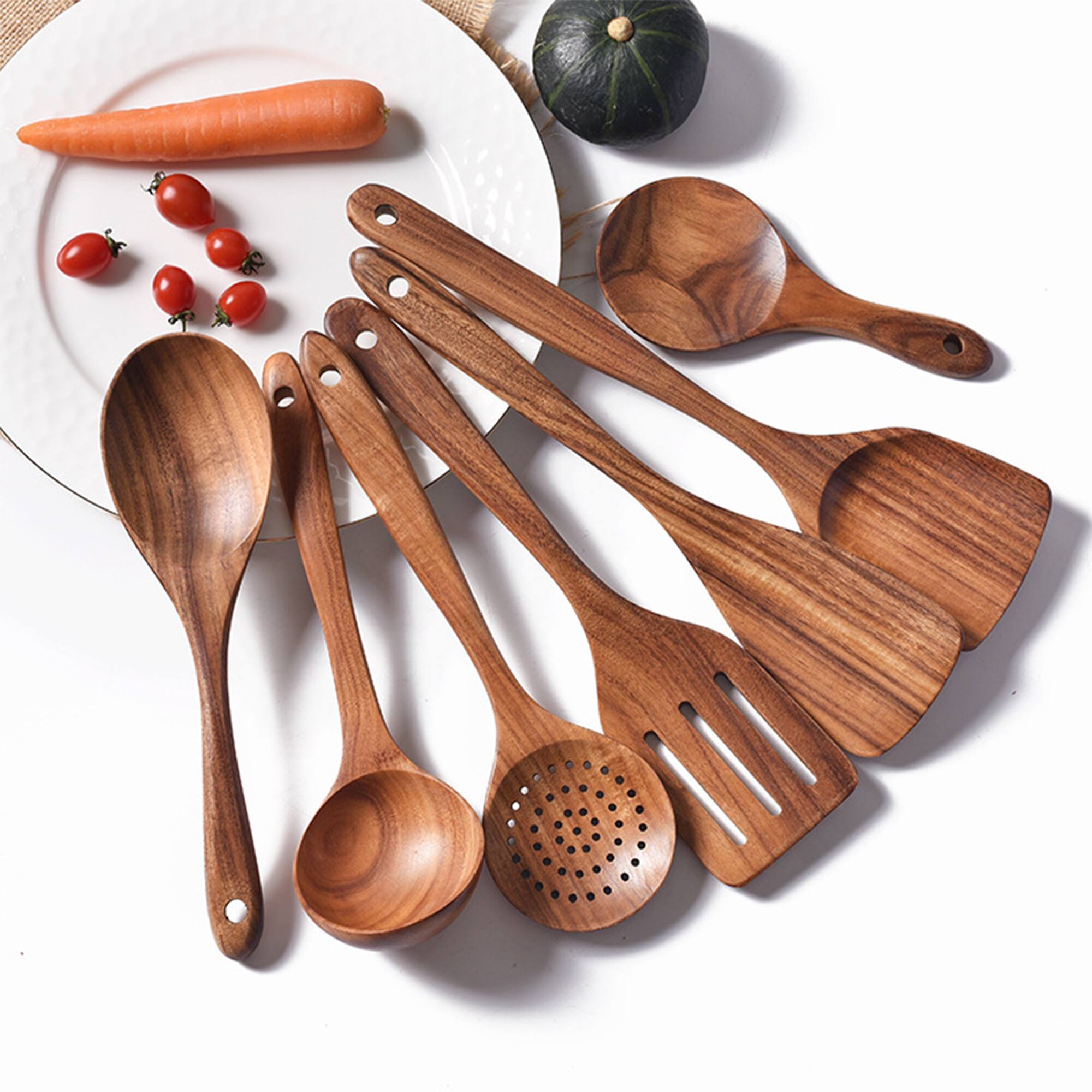 Alt View 3. Sugift - 13-Piece Wooden Spoons for Cooking - Brwon.