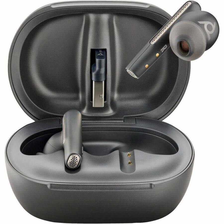 Alt View 1. HP - Poly Voyager Free 60+ UC M Carbon Black Earbuds - Black.