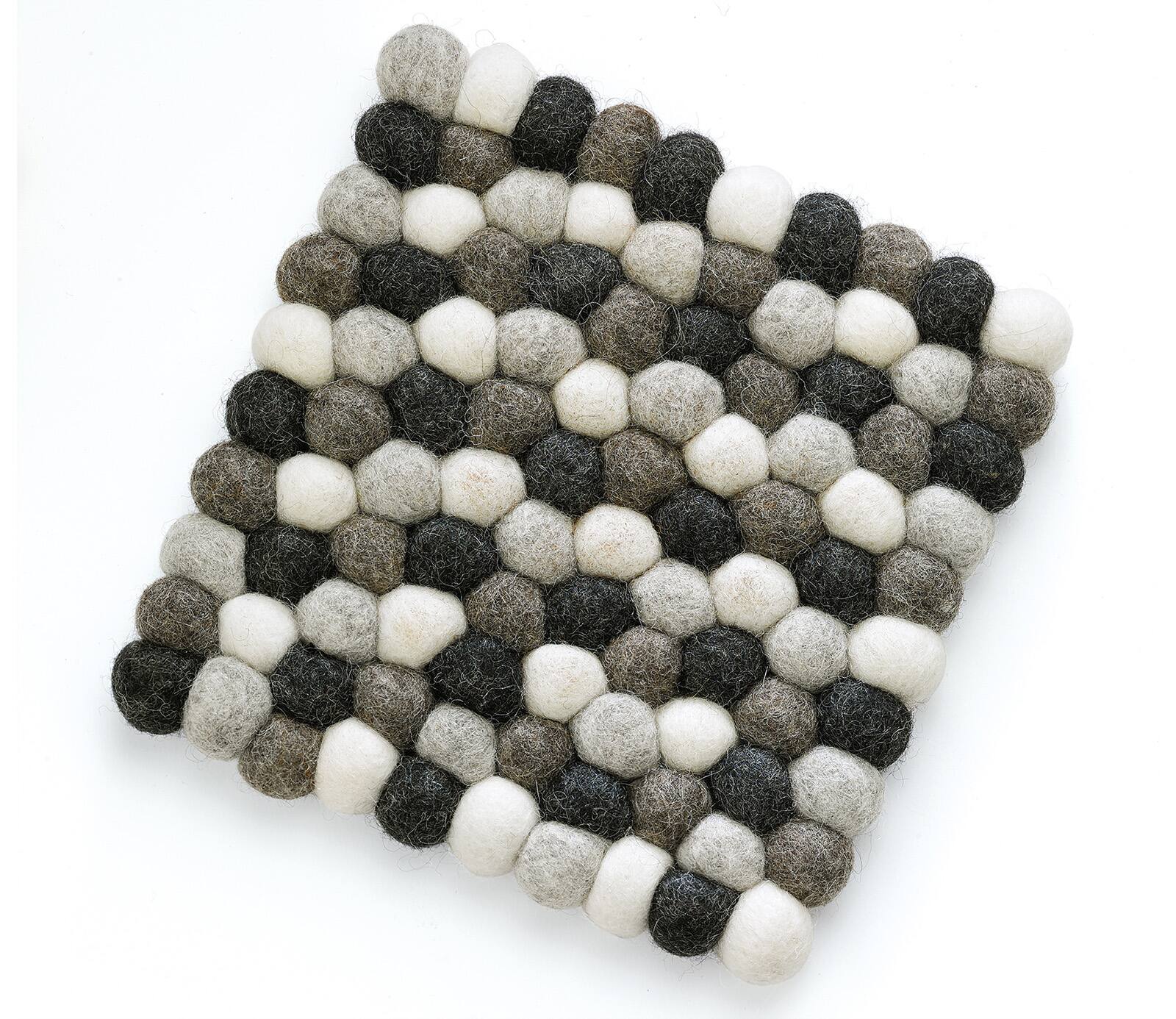 Front. Cilio - Fair Trade Virgin Sheep Wool Trivet, Handcrafted in Nepal, 8-Inch Square, Light Gray - Light Gray.