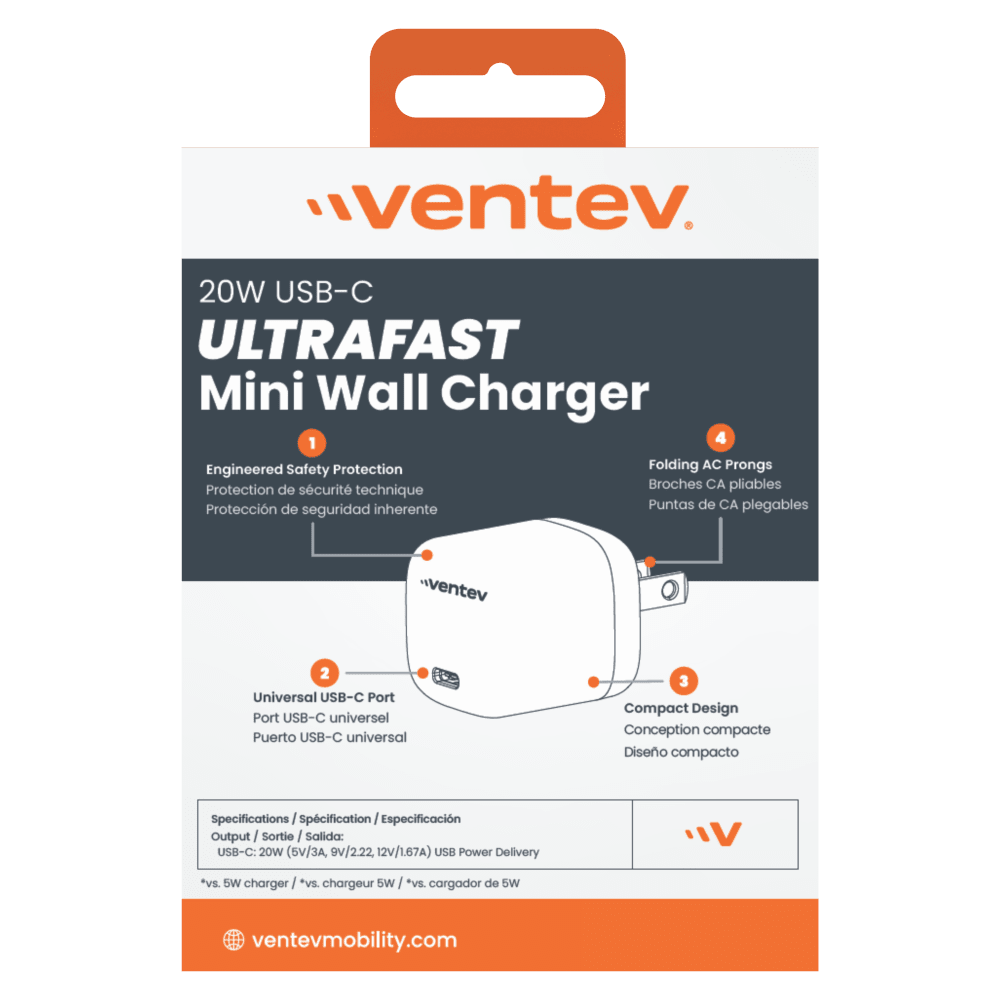 Ventev 20W ULTRAFAST USB C Universal Wall Charger Gray - Best Buy