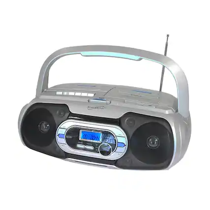 Front. Supersonic - Bluetooth Compatible Portable MP3 CD Cassette FM Radio Boombox - White.