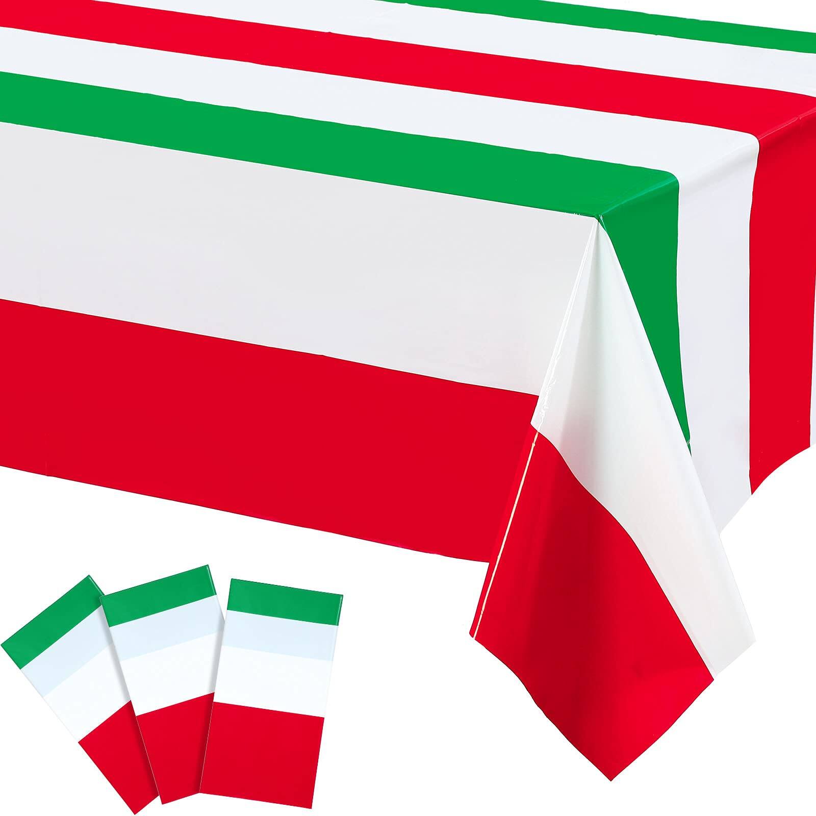 Front. Dapper Styles - Italian Flag Rectangular Tablecloth Decorations Plastic And Design Table Cover For Party Family Gathering K... - Default.