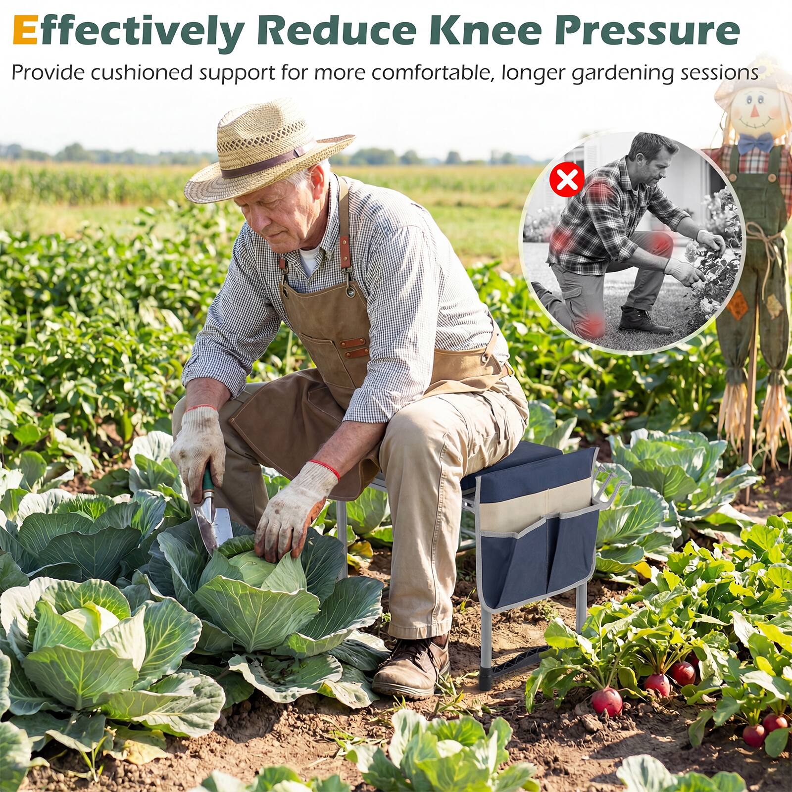 Effectively Reduce Knee Pressure  
Provide cushioned support for more comfortable, longer gardening sessions