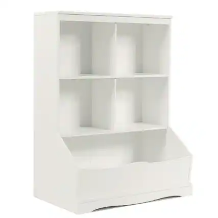 Front. Boyel Living - 3-Tier White Children's Multi-Functional Durable Bookcase Toy Storage Bin Floor Cabinet - White.