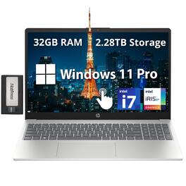 HP - Upgraded - 15.6'' FHD IPS Touchscreen Laptop, Intel i7-1255U,32GB DDR4 RAM,2TB SSD,Win 11 Pro,,256GB Dock Station - Silver