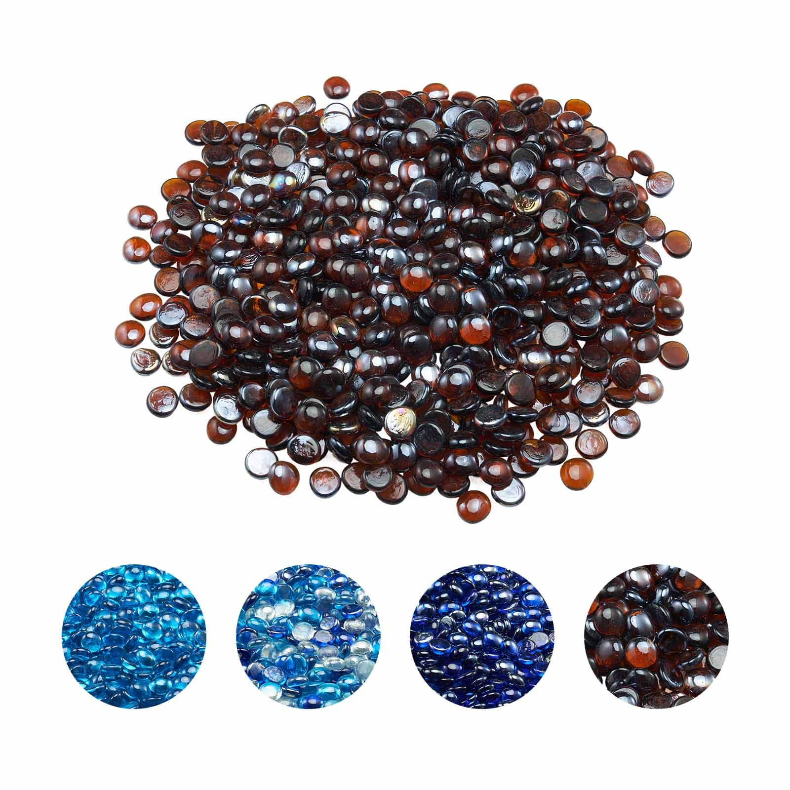 VEVOR - Fire Glass, 10LBS / 4.5KG High-Temperature Resistant Fireplace Rocks, 3/4-Inch / 19.05 mm Reflective & Smokeless - Deep Amber