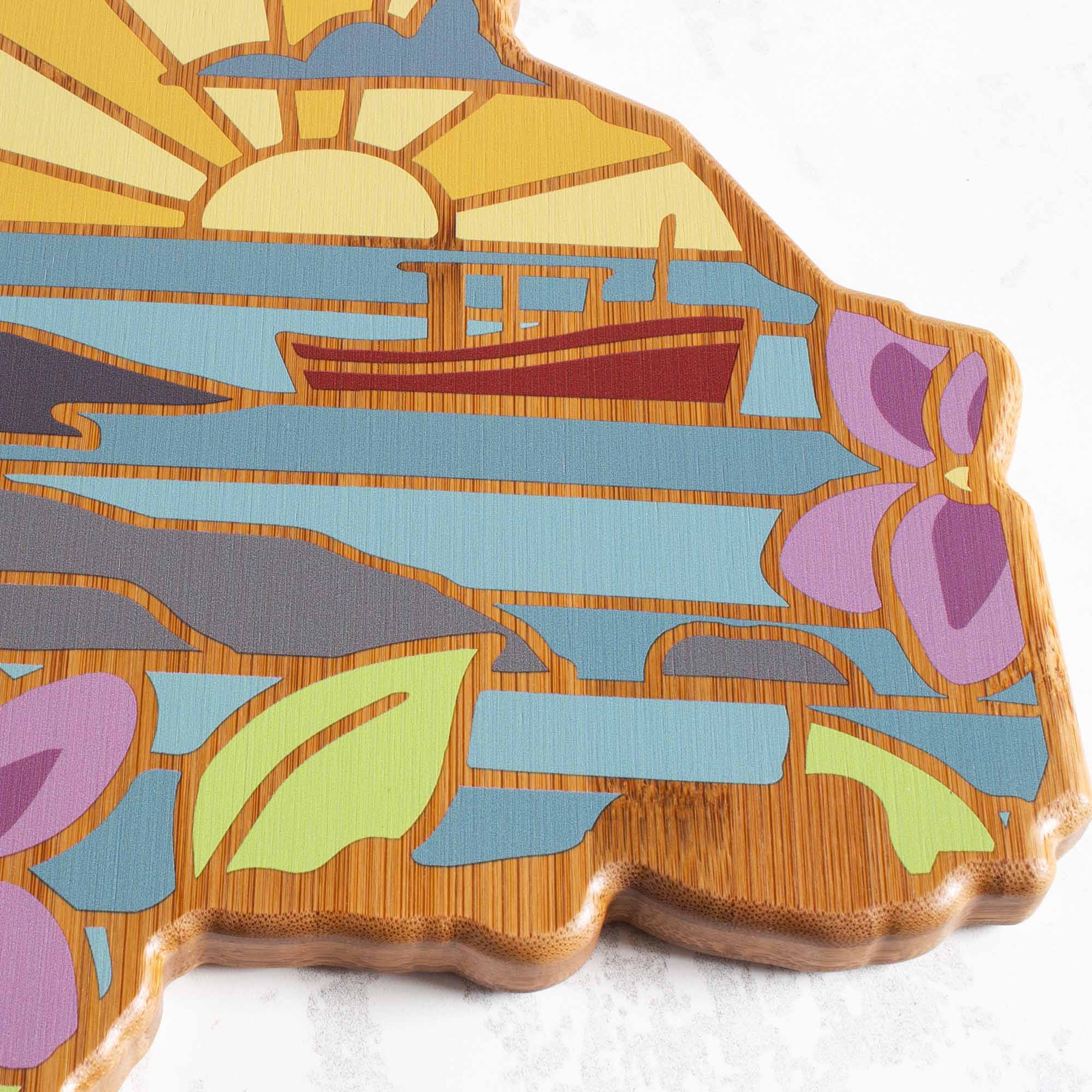 Alt View 1. Totally Bamboo - Rhode Island Cutting Board with Artwork by Summer Stokes.