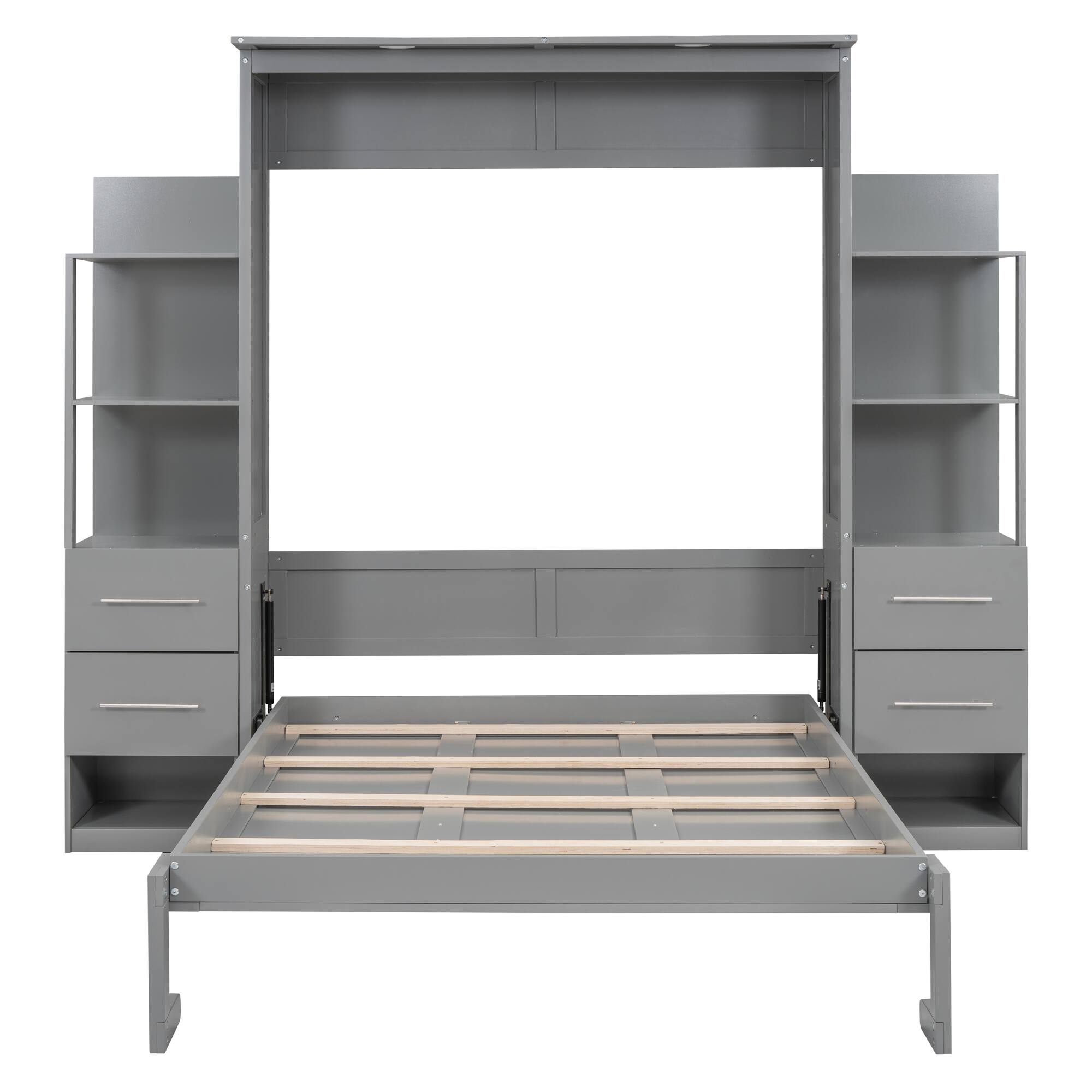 Alt View 5. Tiramisubest - Full Size Murphy Wall Bed, Gray, MDF+LVL, 80x79x84 inches, 284 lbs - Gray.