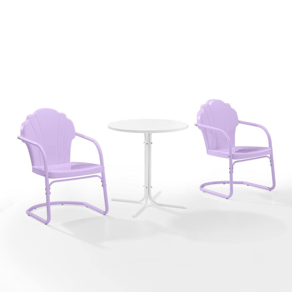Crosley Furniture - Tulip 3Pc Retro Outdoor Bistro Set - Bistro Table & 2 Chairs - Lavender Gloss