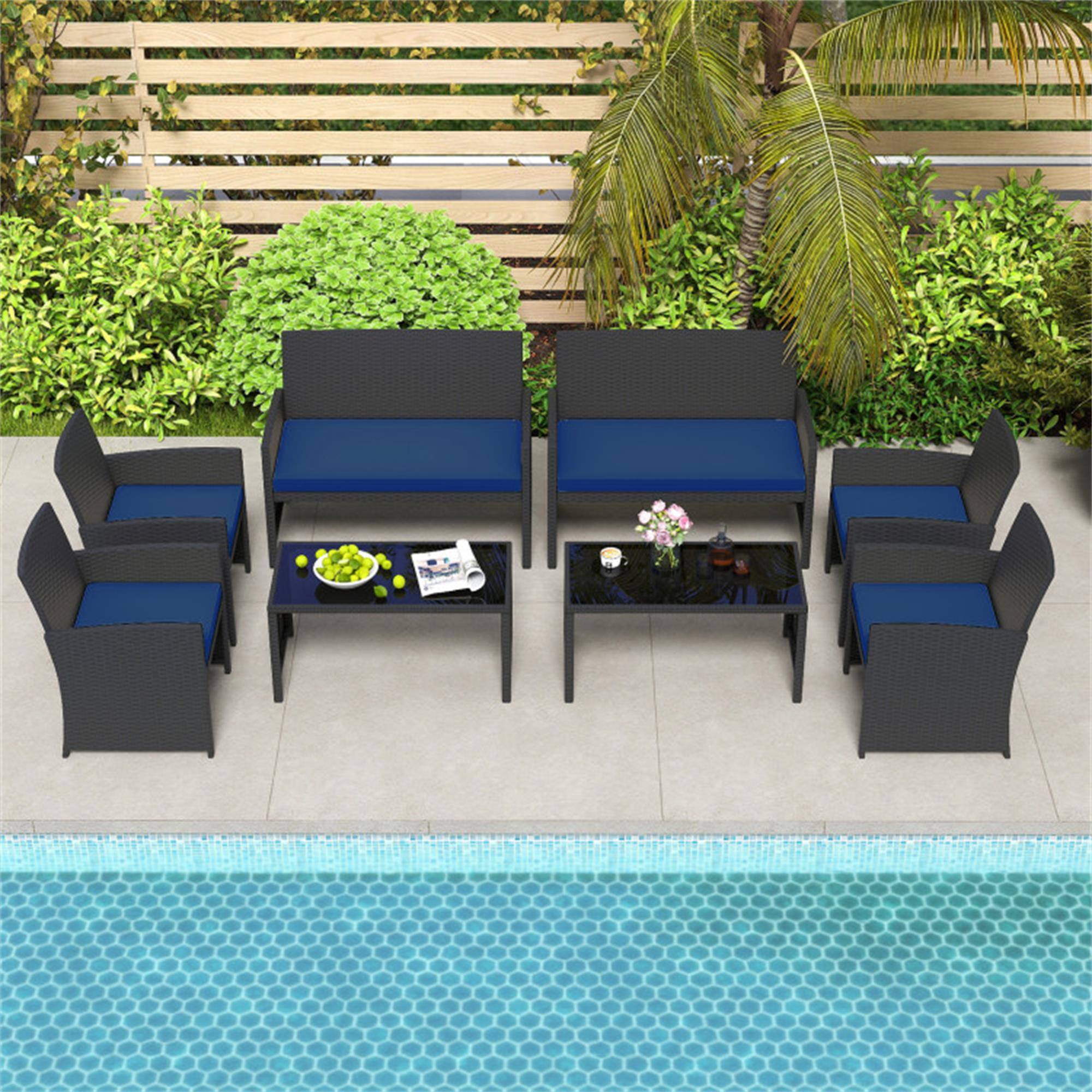 Alt View 2. Boyel Living - Navy 4 Pieces Patio Furniture Set with Tempered Glass Tabletop and Removable Cushion-Navy 310-in W x 420-in D x 25 - Navy.