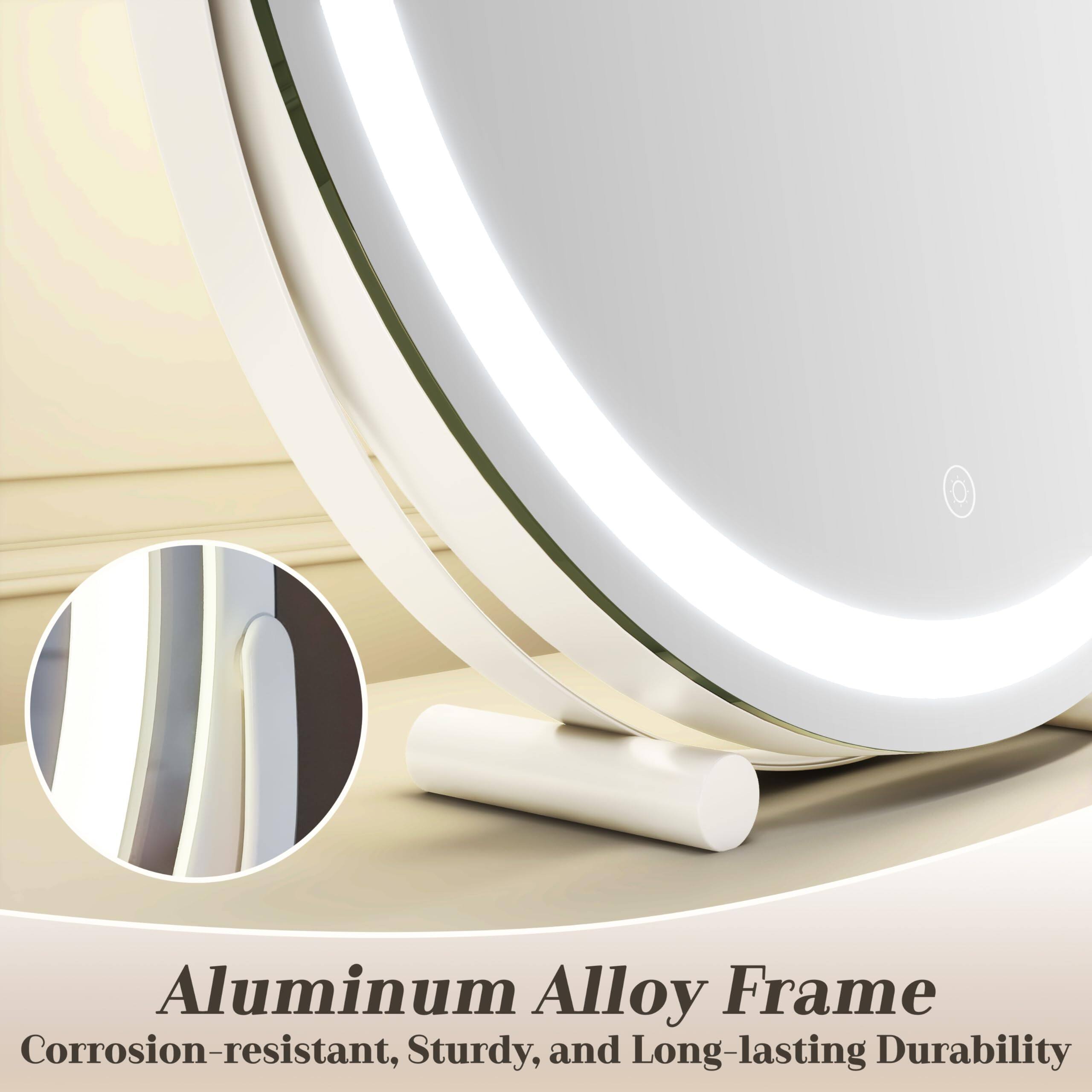 Alt View 2. Cedar Assembly - Mirror LED Lighted Vanity Makeup Multi-Color Dimmable for Desk Premium Quality Stylish Design - Gold-18"L x 18"W.