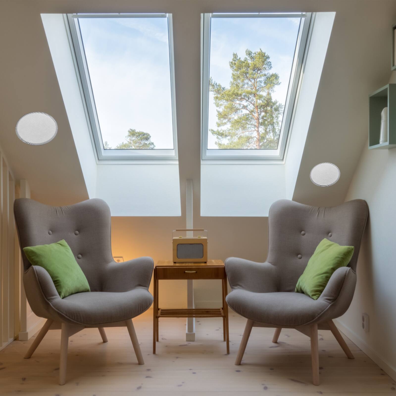 Alt View 4. Unique Bargains - Ceiling In-Wall Speaker Grille Cover and Base, Round Metal Recessed Drop Ceiling Magnetic Dust Cover for Sound System - White.