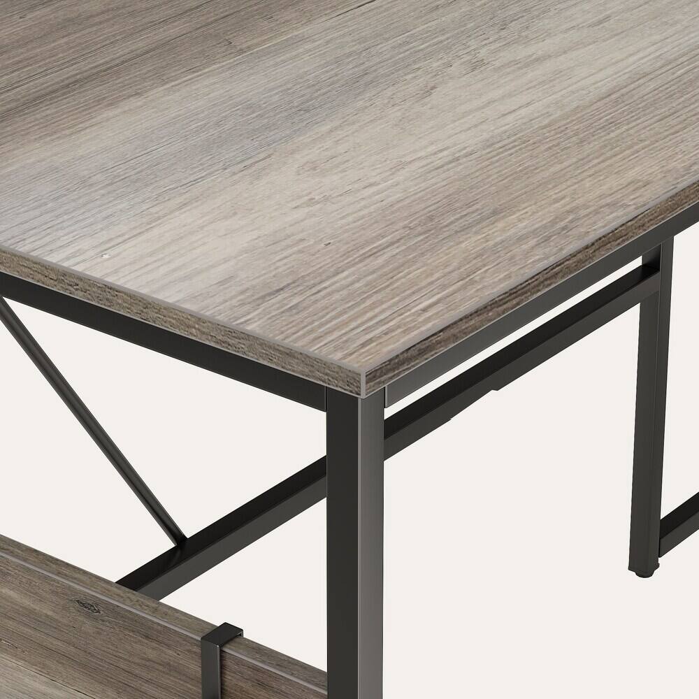 Alt View 13. Bestier - L-Shaped Computer Desk with Storage Cabinet - 60" Wide - Gray.