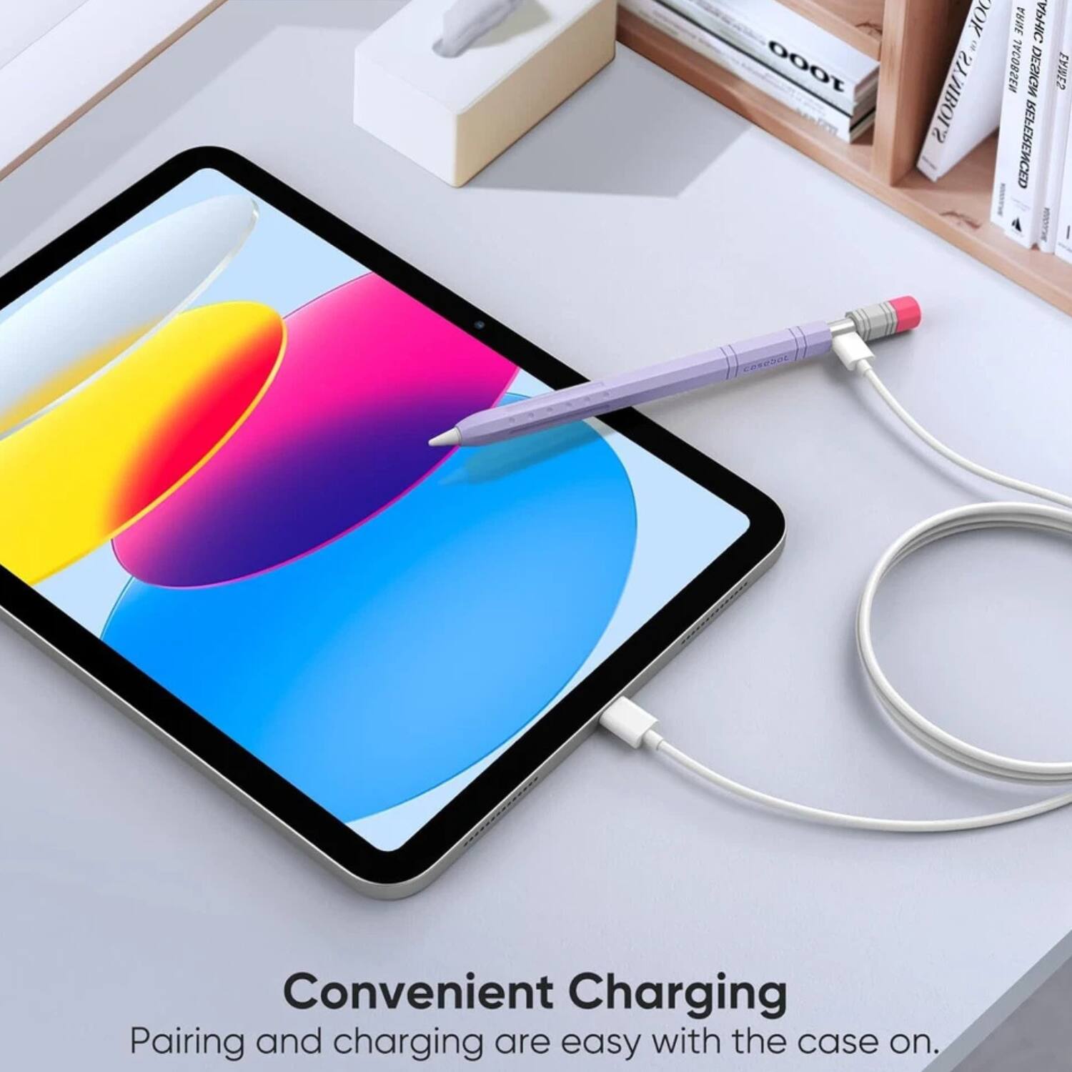 Convenient Charging  
Pairing and charging are easy with the case on.