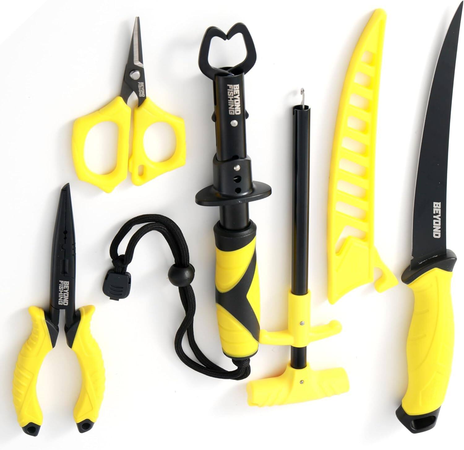 Beyond Braid - Beyond Fishing 5-Piece Fishing Tool Kit - Pliers, Fillet Knife, Hook Remover, Lip Gripper, Braid Scissors - Yellow price history on PriceWatchPro