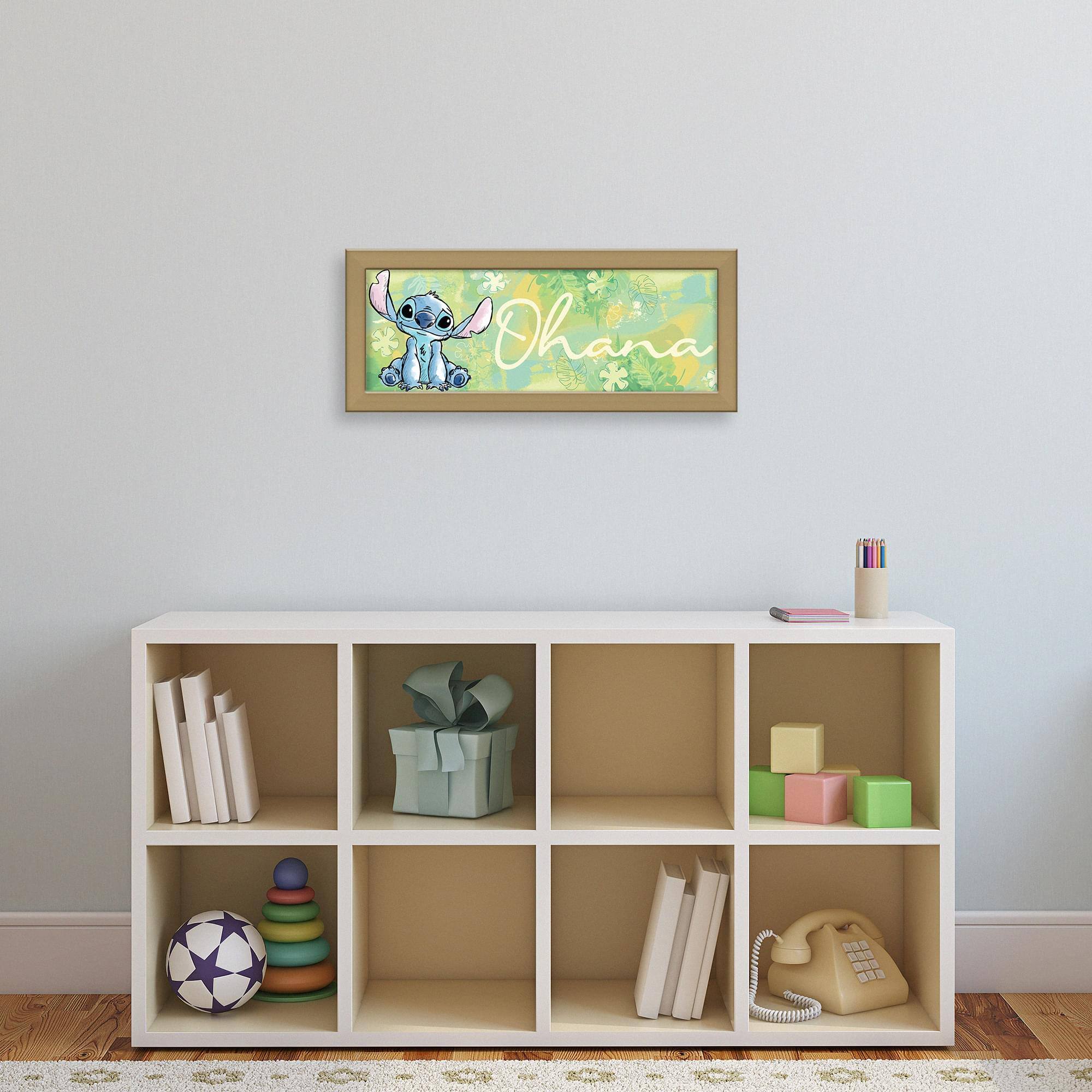 Alt View 2. Silver Buffalo - Disney Lilo & Stitch "Ohana" 12 x 5 Inch Framed MDF Wall Art - Green.