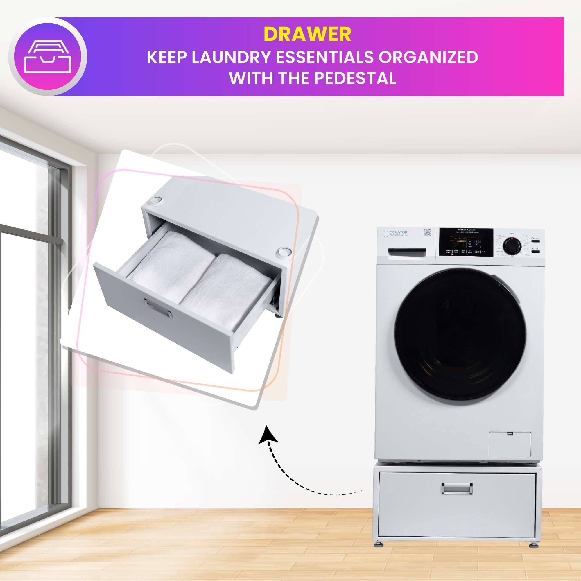 DRAWER  
KEEP LAUNDRY ESSENTIALS ORGANIZED WITH THE PEDESTAL
