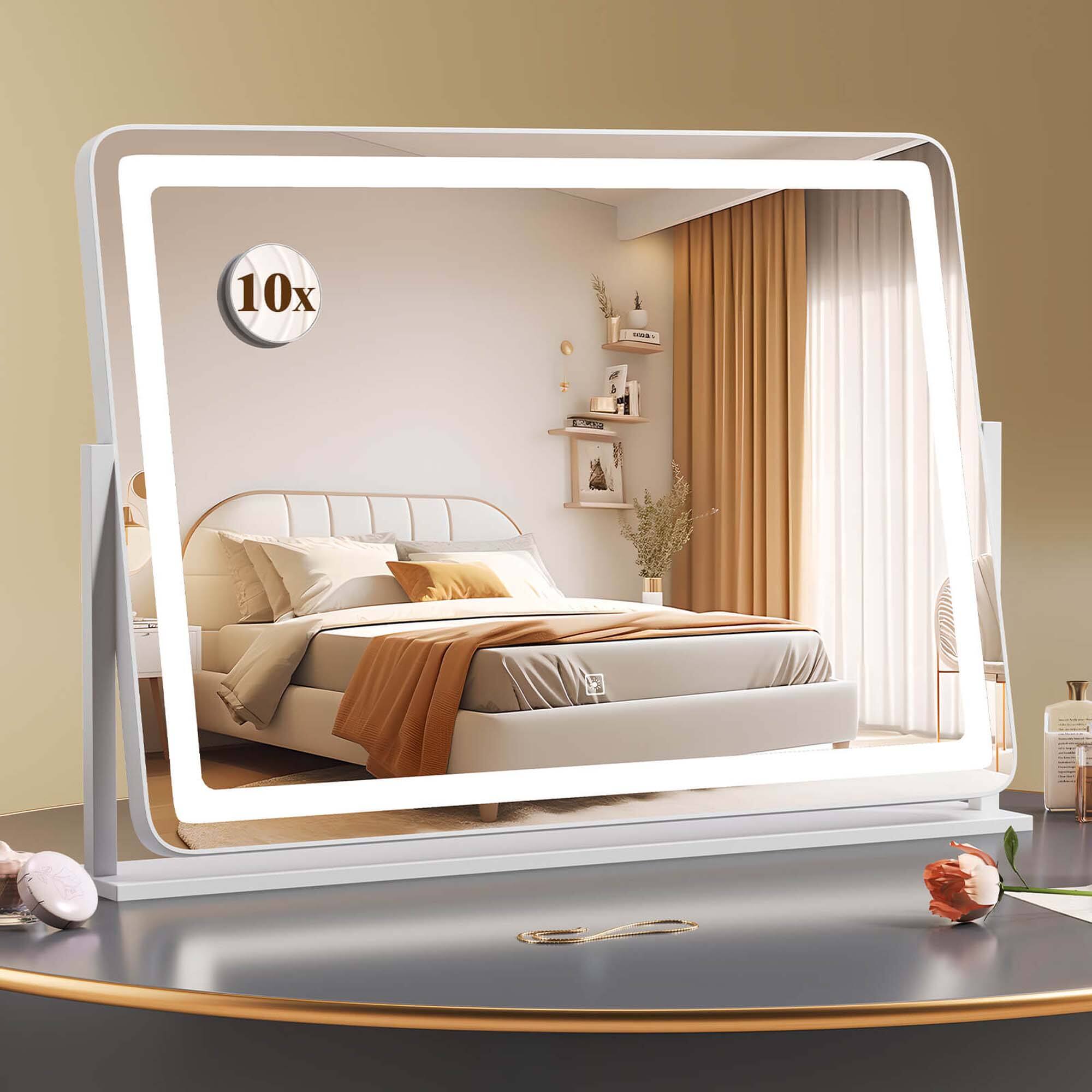 Alt View 3. Costway - Costway 32" x 22" Large Makeup Mirror with Lights 10X Magnify Mirror Touch Control - White.