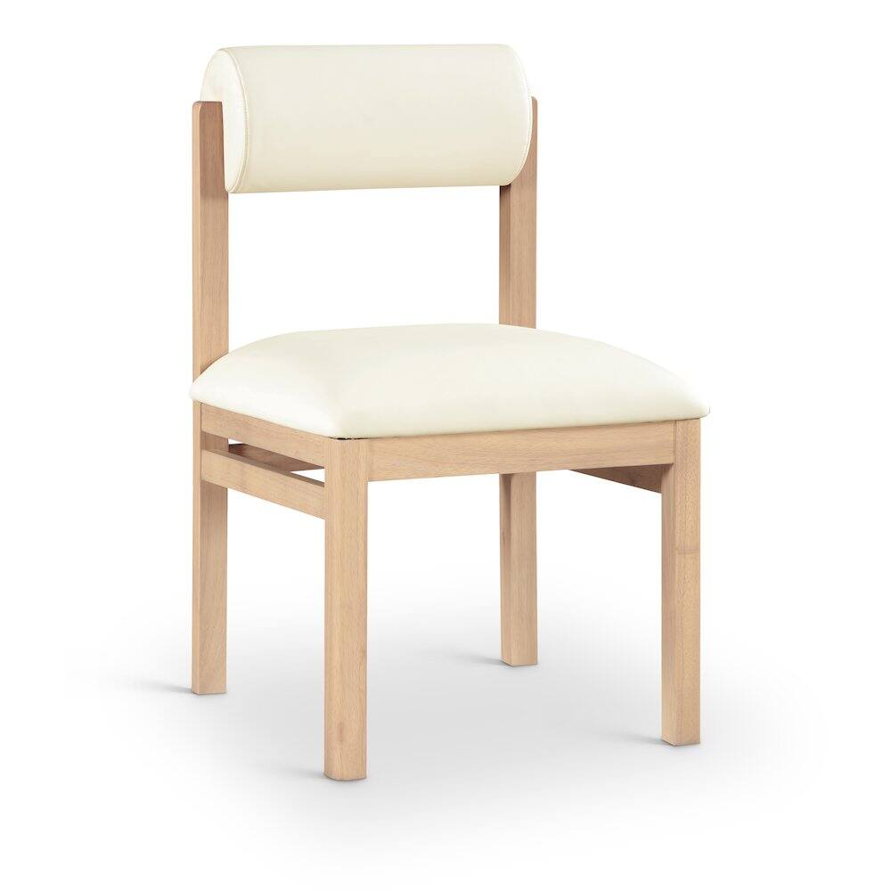 Alt View 1. Meridian Furniture - Roundhill Cream Vegan Leather Upholstered Dining Chair, Set of 2 - Cream.