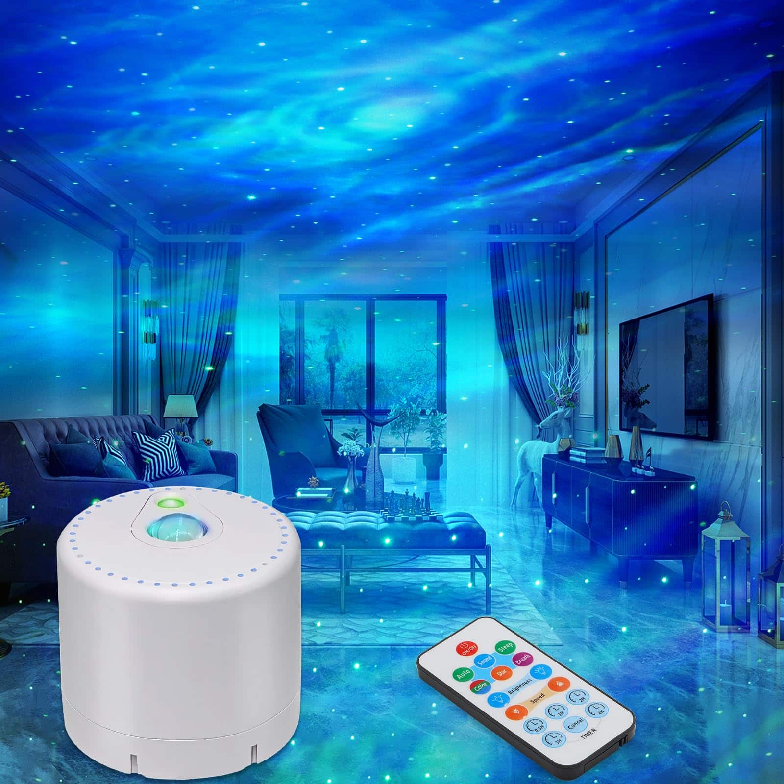 Dazzed Corner - Galaxy Star Projector with Remote & Timer, LED Nebula Night Light - White