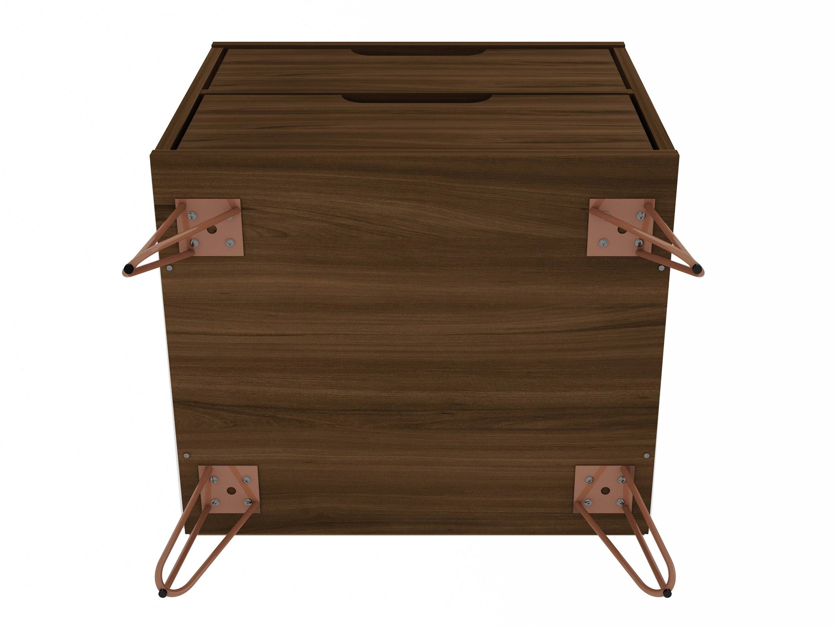 Alt View 4. Manhattan Comfort - Rockefeller Mid-Century Modern 20" Nightstand - Set of 2 - Chestnut Brown.