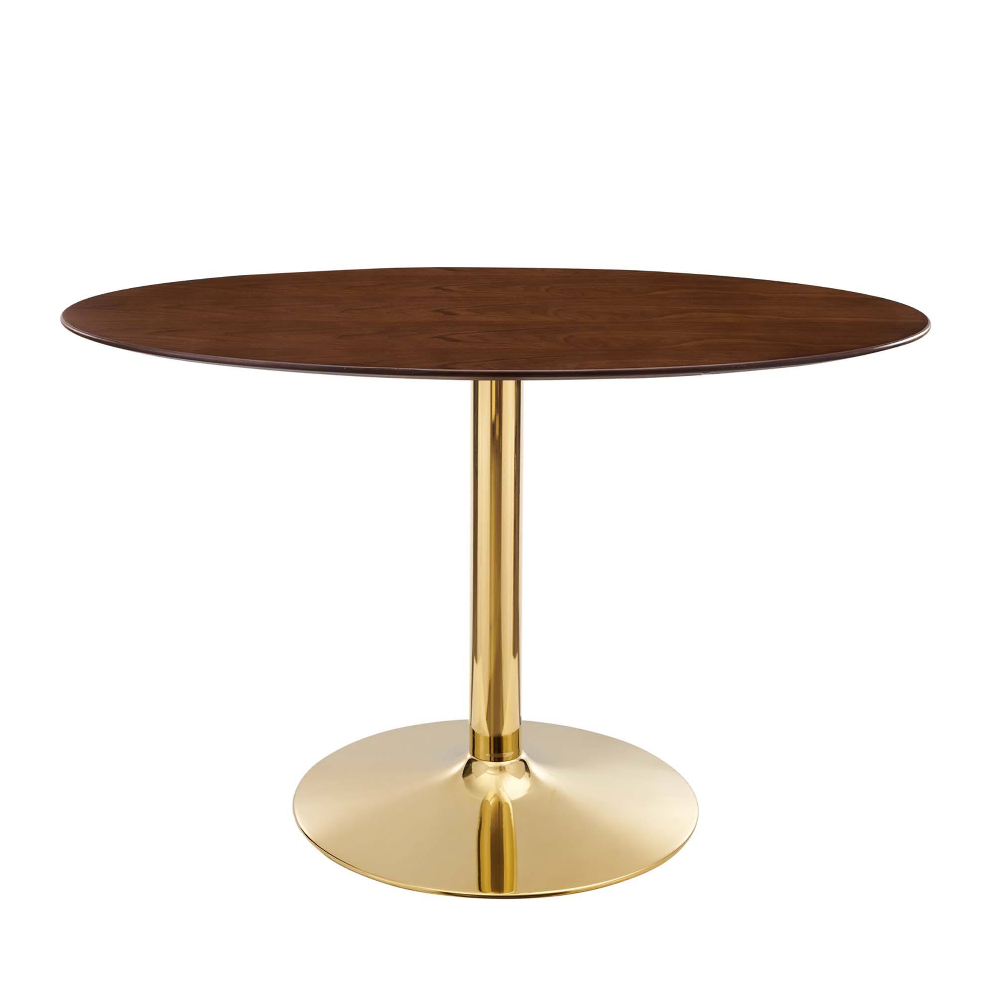 Angle. Modway - Verne 48" Oval Dining Table by Modway - Gold Walnut.