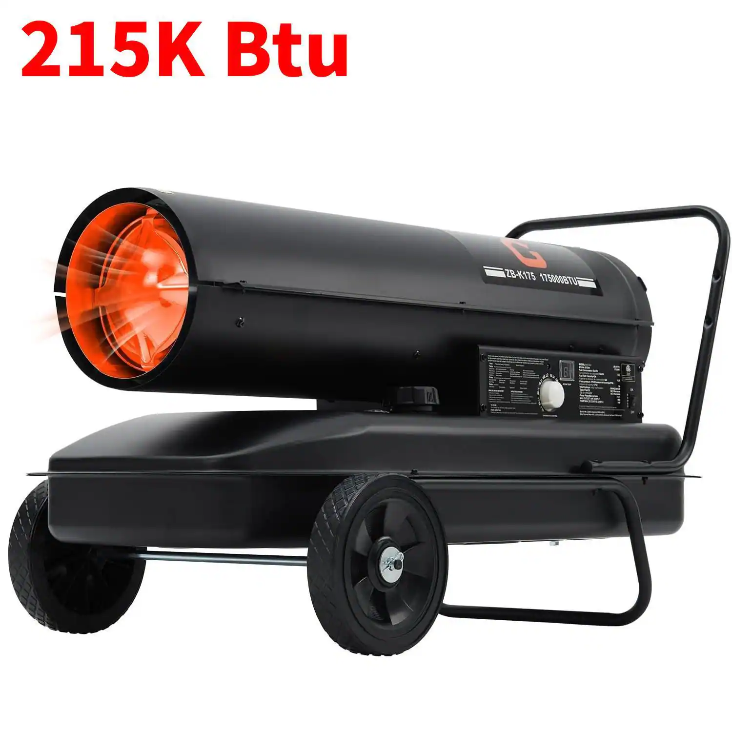 Front. Acekool - 215K BTUs Kerosene Forced Air Heater with Thermostat, 13.5 Gallon Tank for Construction Sites, Warehouses, and Workshops.