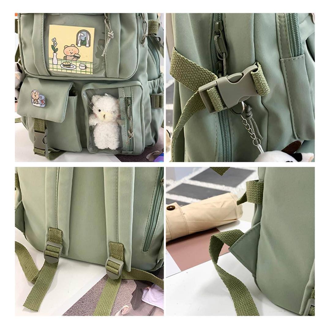 Alt View 1. Stamp n Camp - Backpack Lovely Pastel Rucksack For Teen  Cute Aesthetic Bookbag School With Pin And Accessories (pink) - Black.