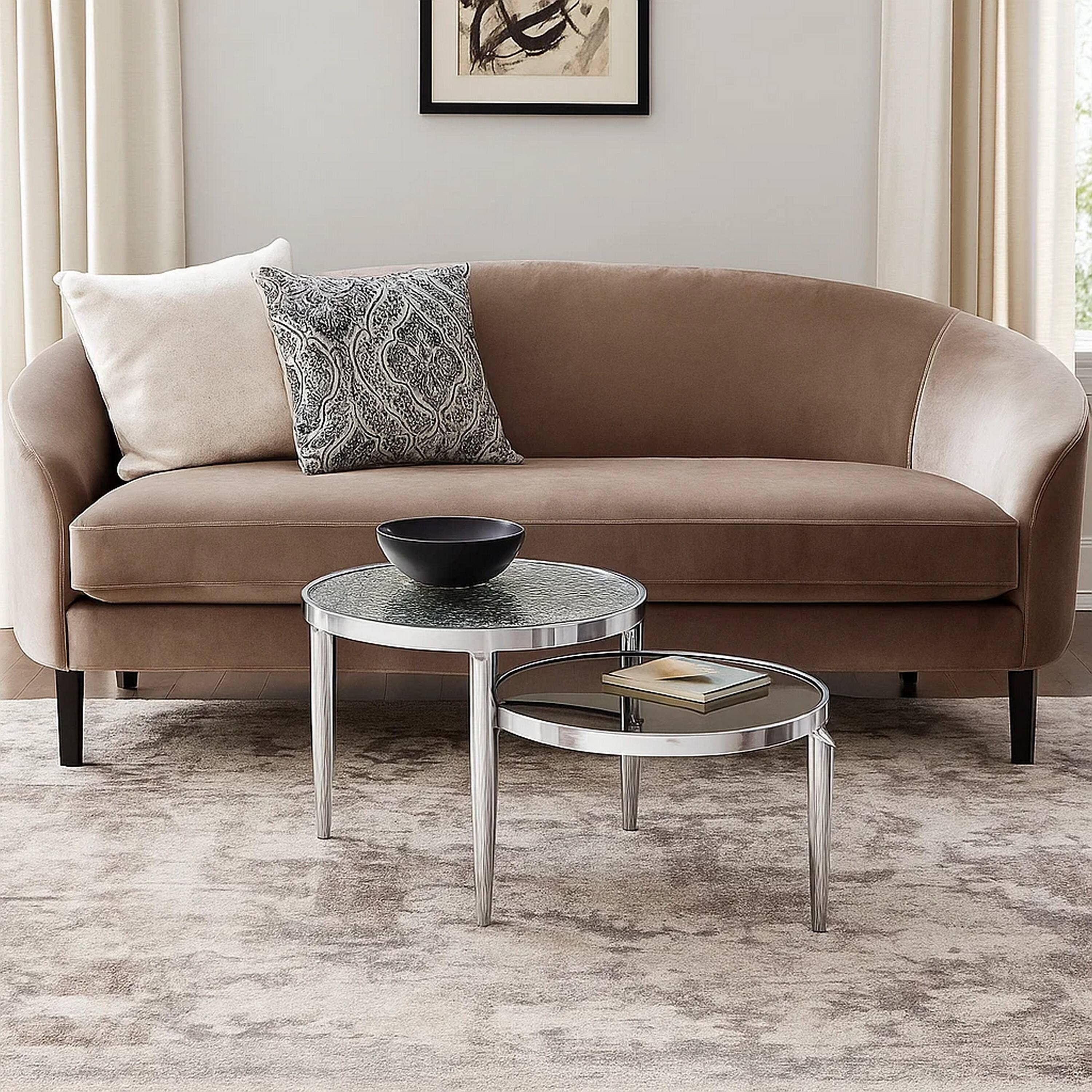 Alt View 6. Manhattan Lane - Twin Top Coffee Table with Tubular Rounded Legs - Silver.