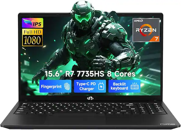 IPS SLPWR CLEAR Full HD 1080 AMD RYZEN 7 15.6" R7 7735HS 8 Cores Fingerprint Type-C PD Charger Backlit keyboard