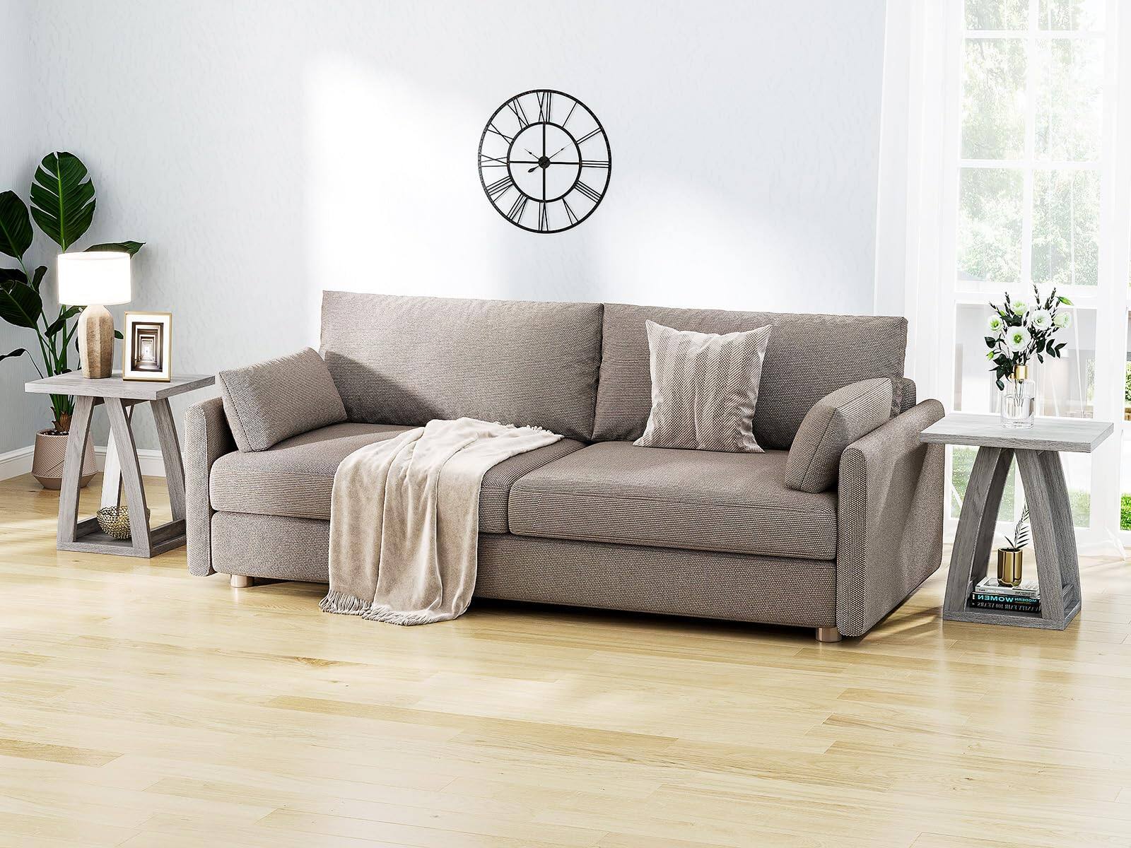 Alt View 3. PO3TICJUNKI3 - End Tables Living Room Side Table Beside Sofa Modern For Couch With Shelf Wood - White.