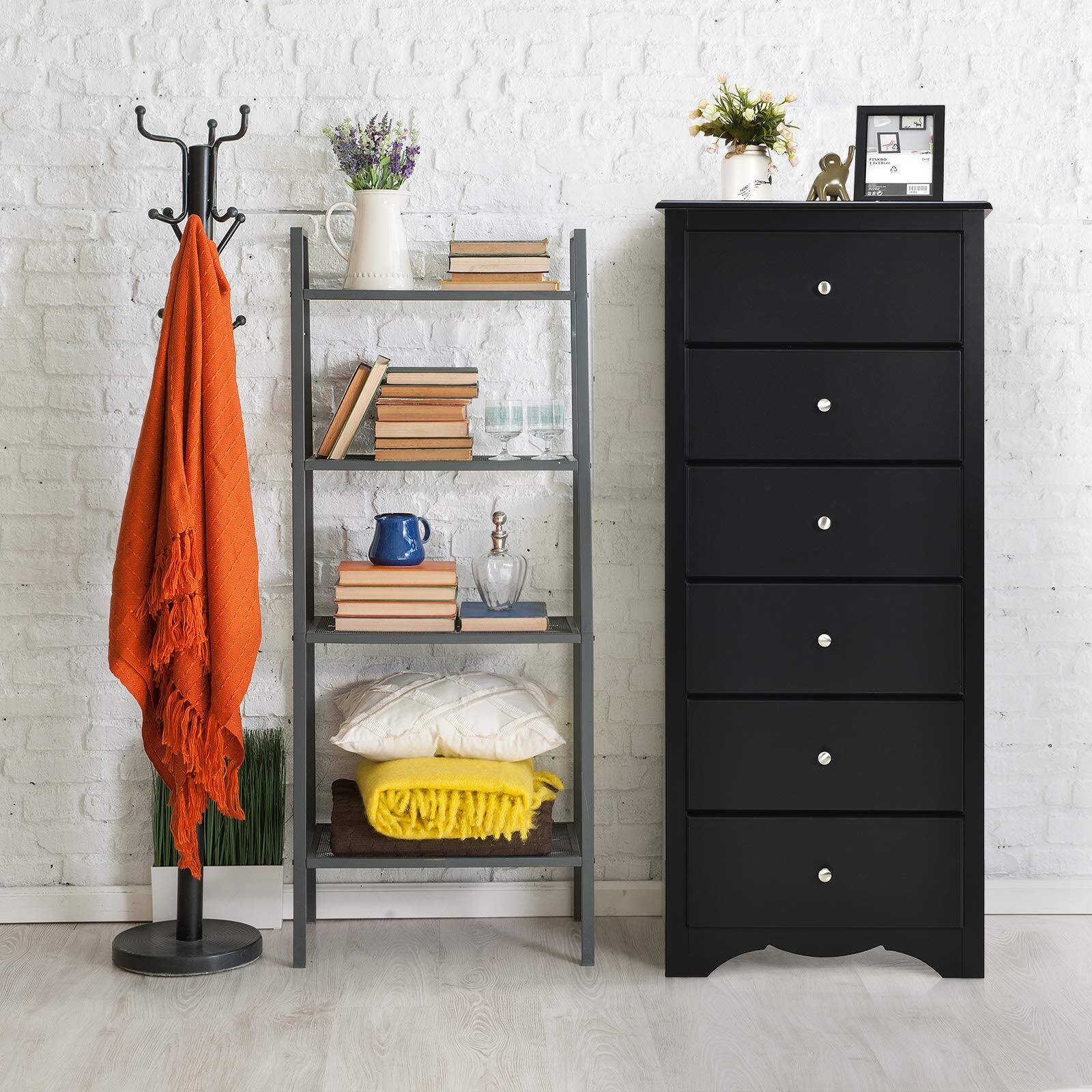 Alt View 8. Ecooso - 6 Drawers Chest Dresser Clothes Storage Bedroom Furniture Cabinet - Black.