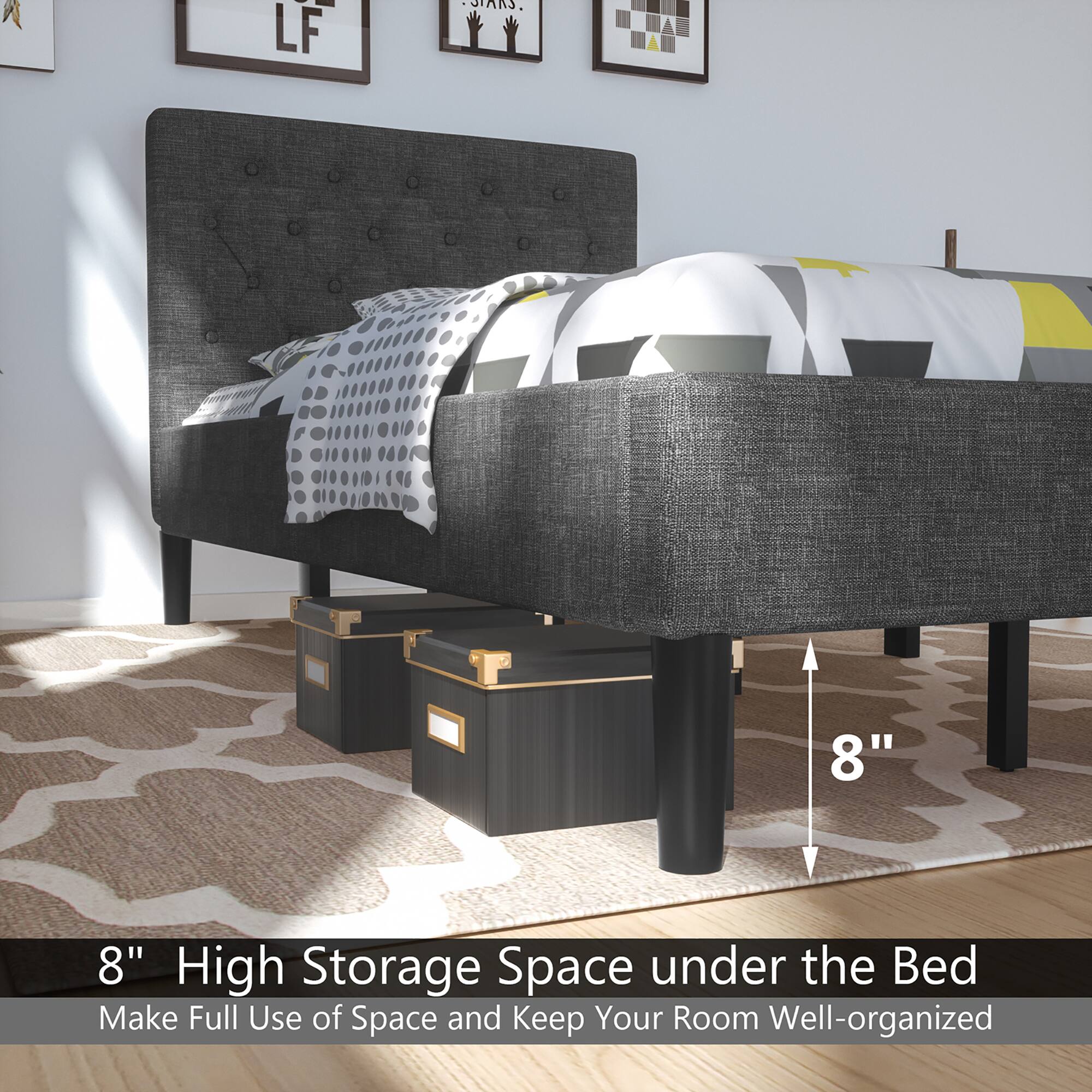 8" High Storage Space under the Bed, Make Full Use of Space and Keep Your Room Well-organized, K - LF SIARS