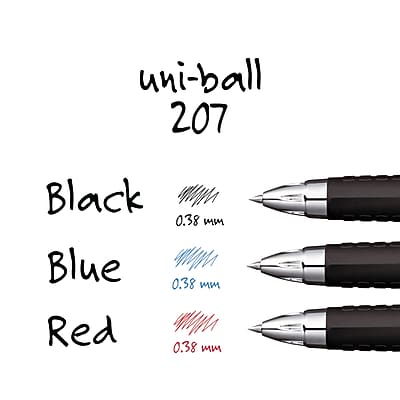 uni-ball 207  
Black 0.38 mm  
Blue 0.38 mm  
Red 0.38 mm