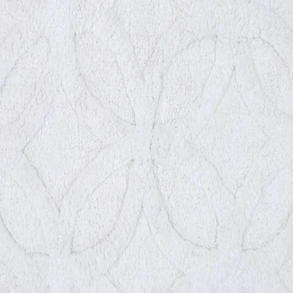 Front. Knightsbridge - Knightsbridge White Cotton Non-Skid Bath Rug with Geometric Design - White.