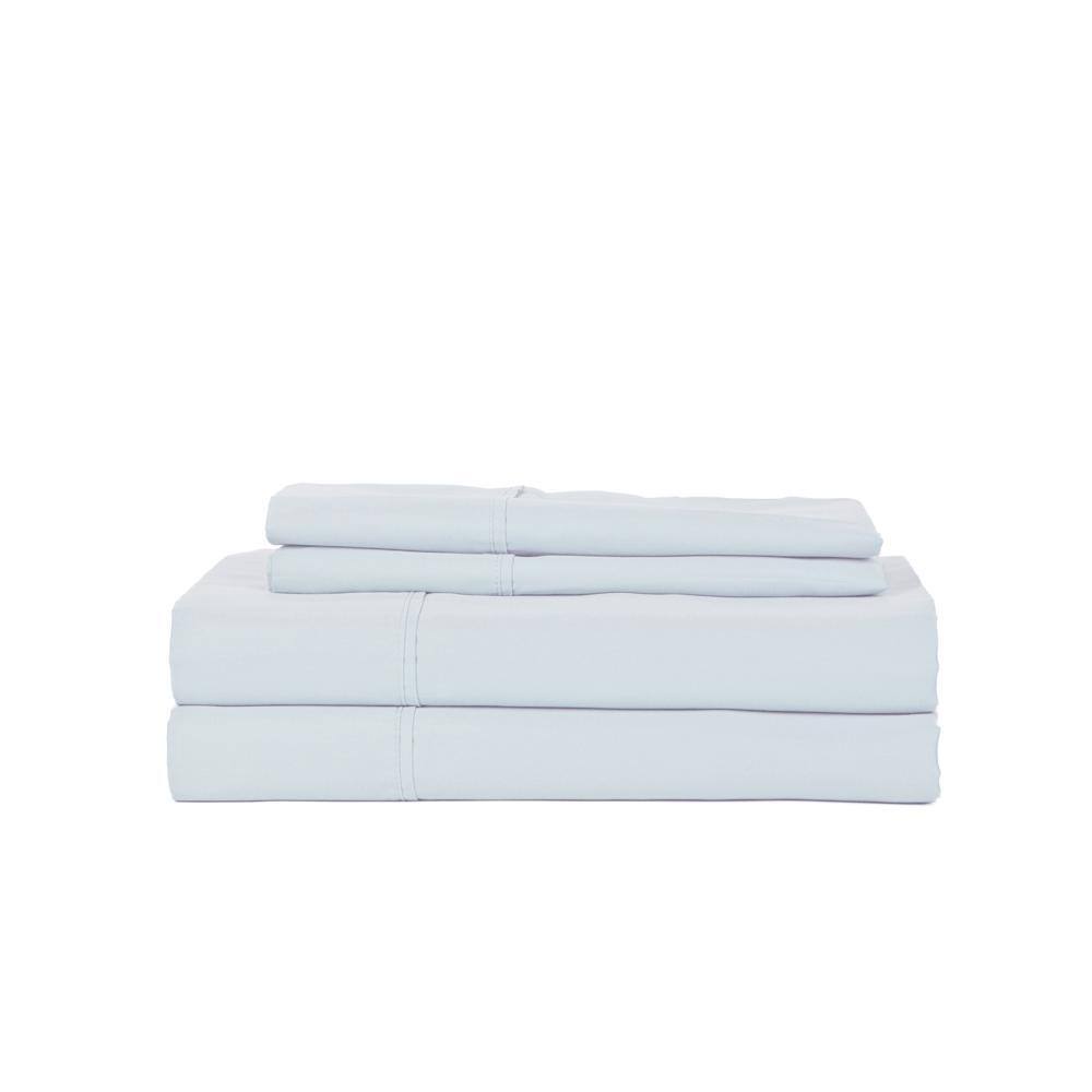 Alt View 1. Castle Hill London - Castle Hill London 310 Thread Count Cotton Sateen Sheet Set Deep Pocket - Queen, Light Blue - Light blue.