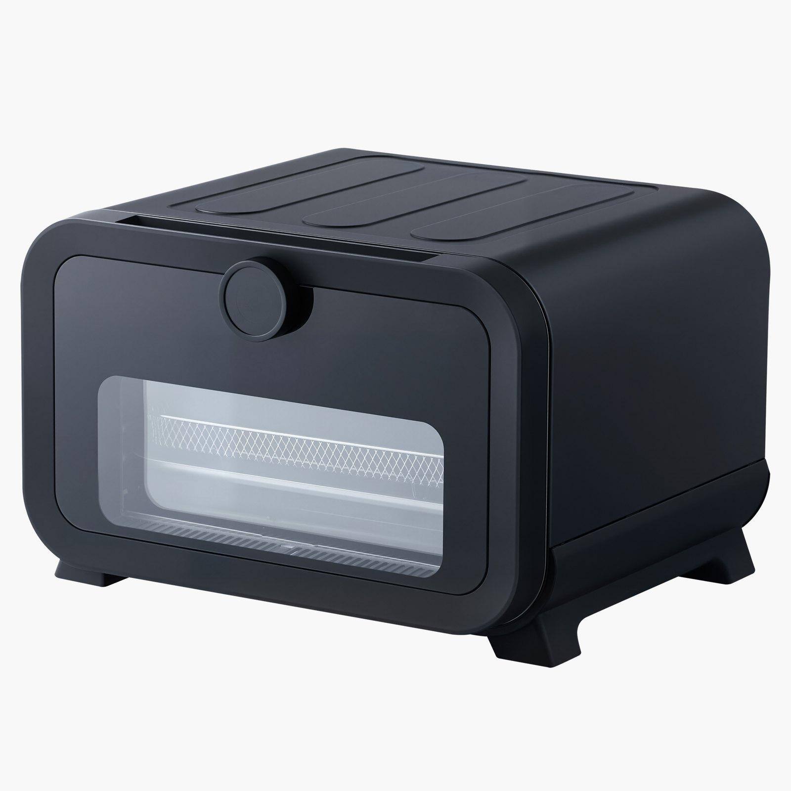 Alt View 8. Glintex - 12in Electric Pizza Oven 8 Presets, Air Fry Combo, 750°F Max Temp with Pizza Stone - Black & Silver.